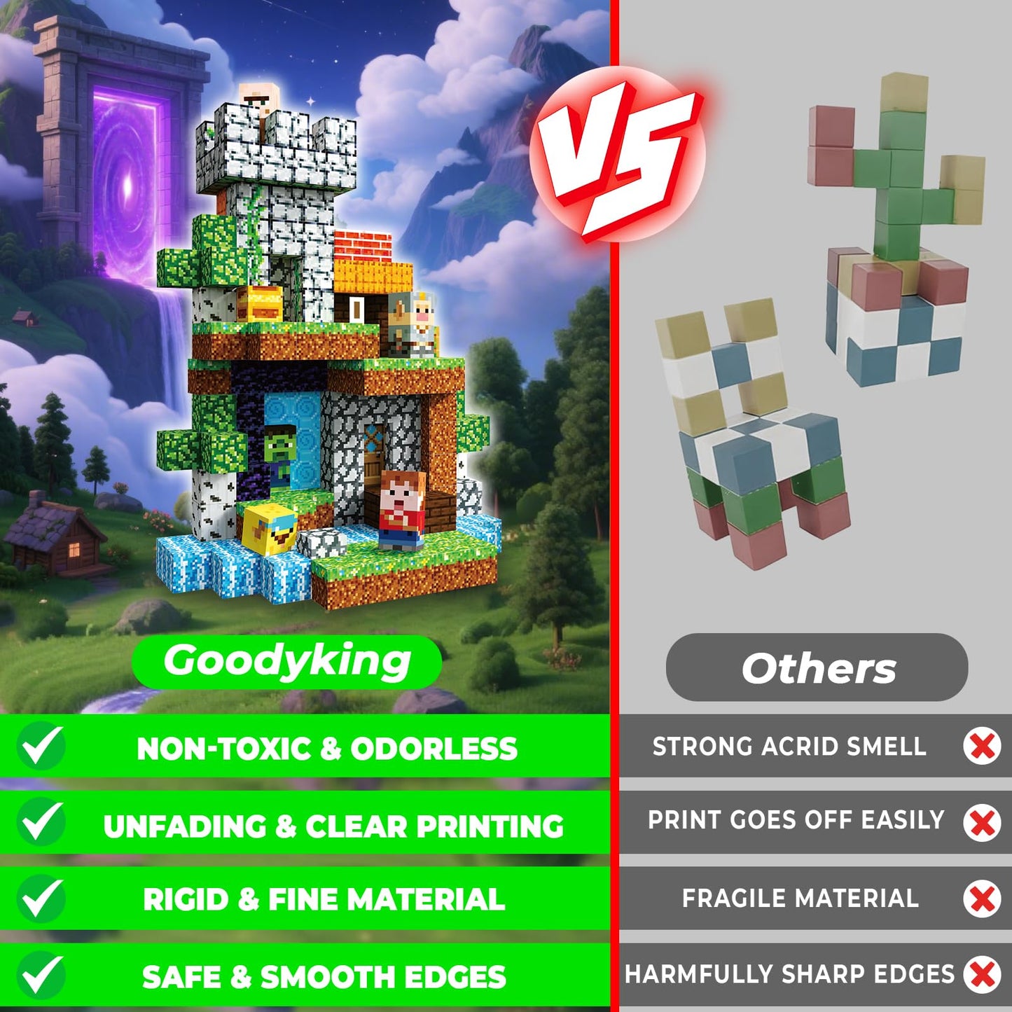 Goody King 200 Pcs Magnetic Blocks Set – STEM Building Toy for Kids 3+