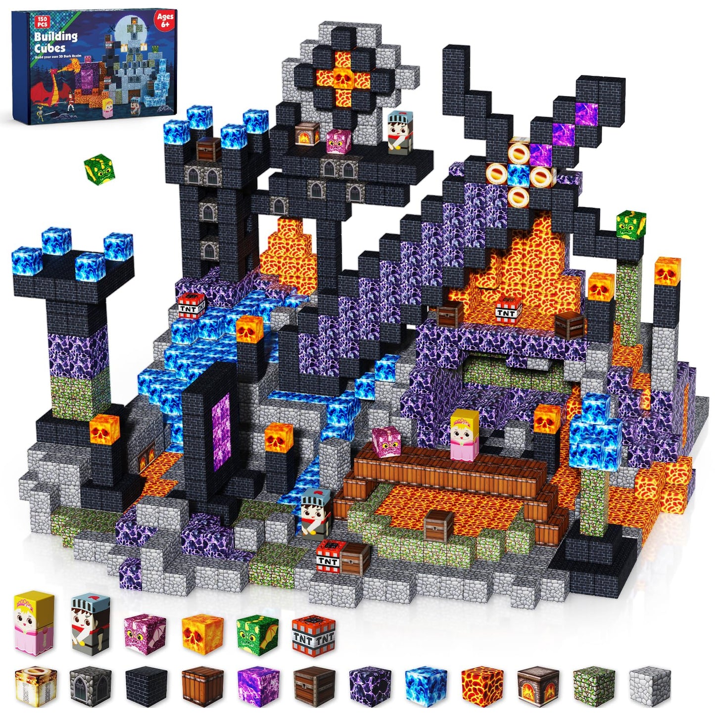 Goody King 150 PCS Magnetic Building Blocks - Dark Castle Set | STEM Toys for Kids 3+