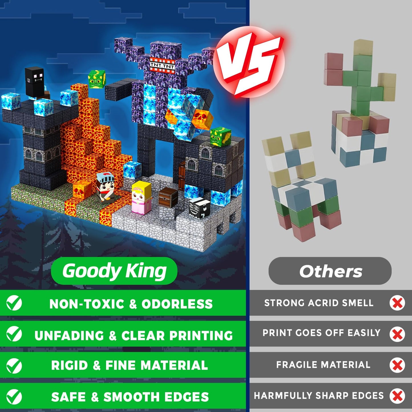 Goody King 100PCS Magnetic Blocks - Dark Castle Set | STEM Building Toys for Kids 3+