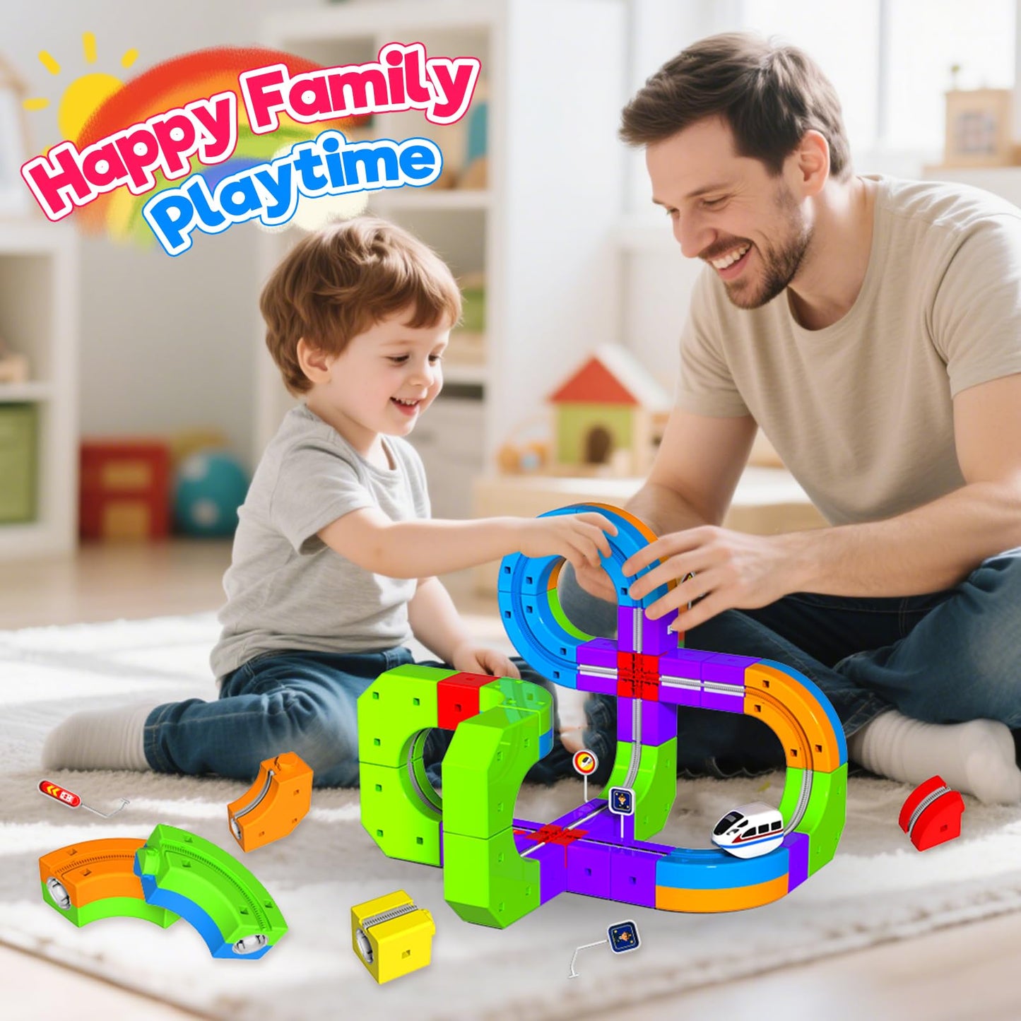 Goody King Electric Train Set – 69-Piece STEM Track Kit for Kids 3-8
