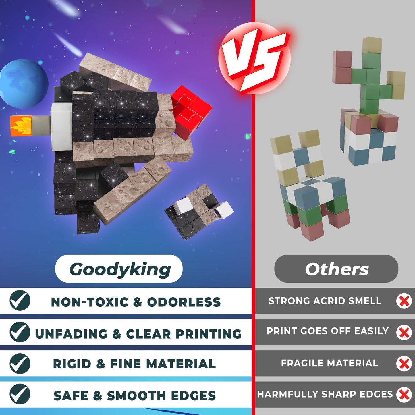 Goody King 100PCS Space Rocket Magnetic Building Blocks | Space Adventure STEM Toy for Ages 3–10
