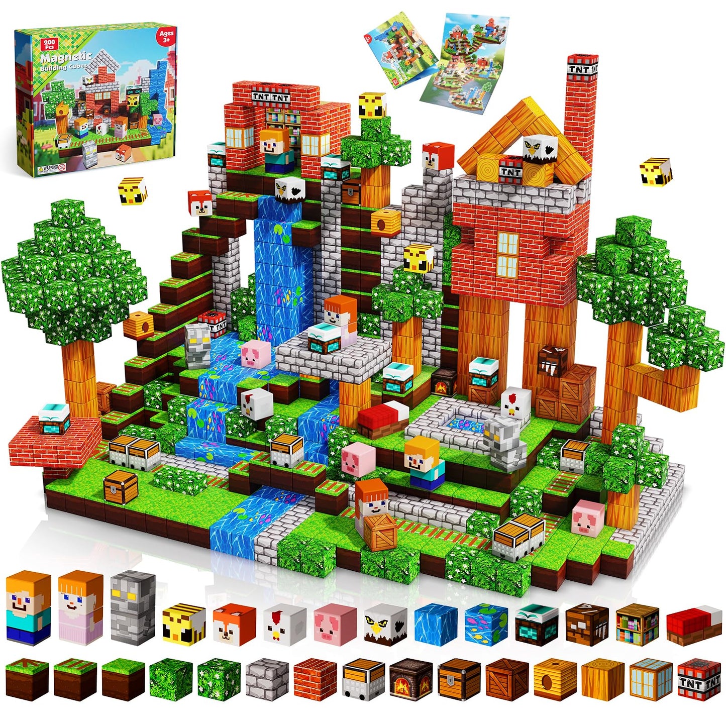 Goody King 200PCS Magnetic Blocks – Forest STEM Building Toys for Kids 3+