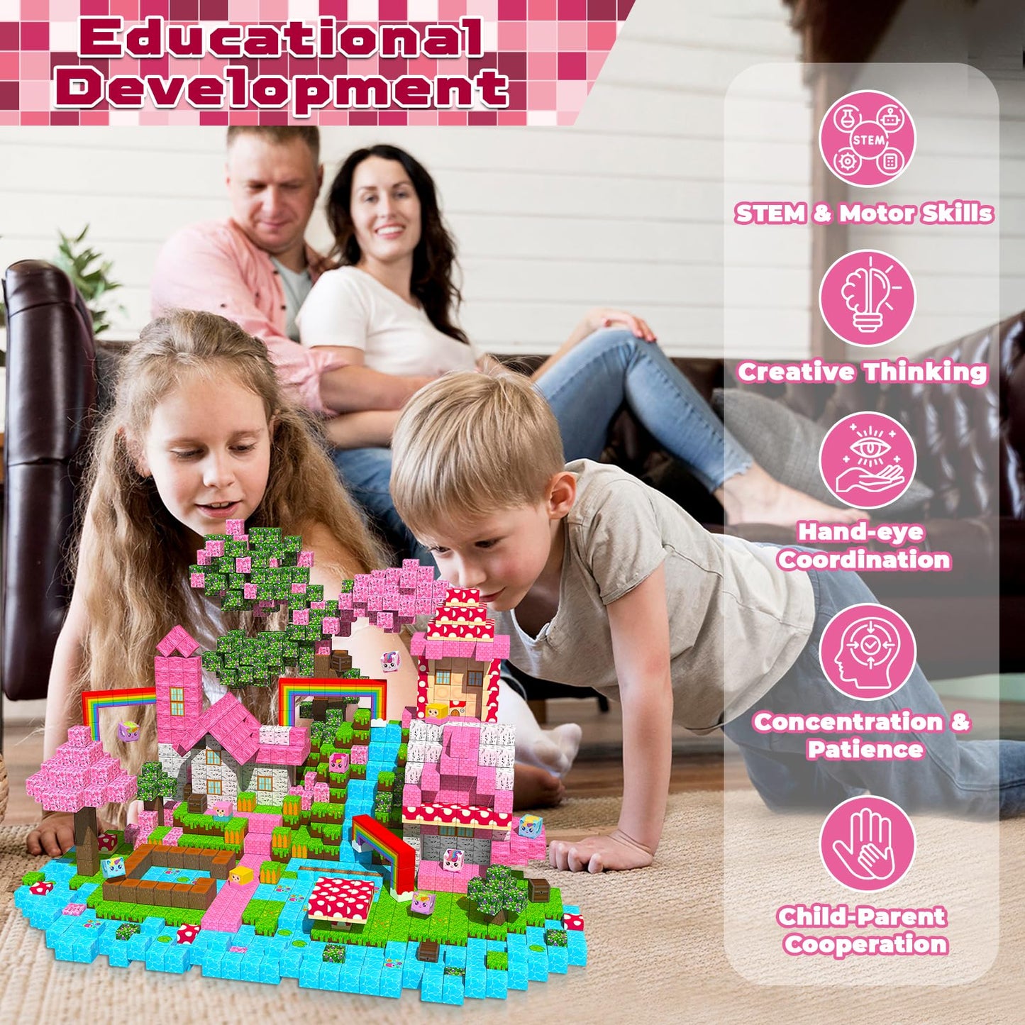 Goody King 150PCS Magnetic Blocks - Unicorn Building Set for STEM Play & Creative Learning | Kids 3+