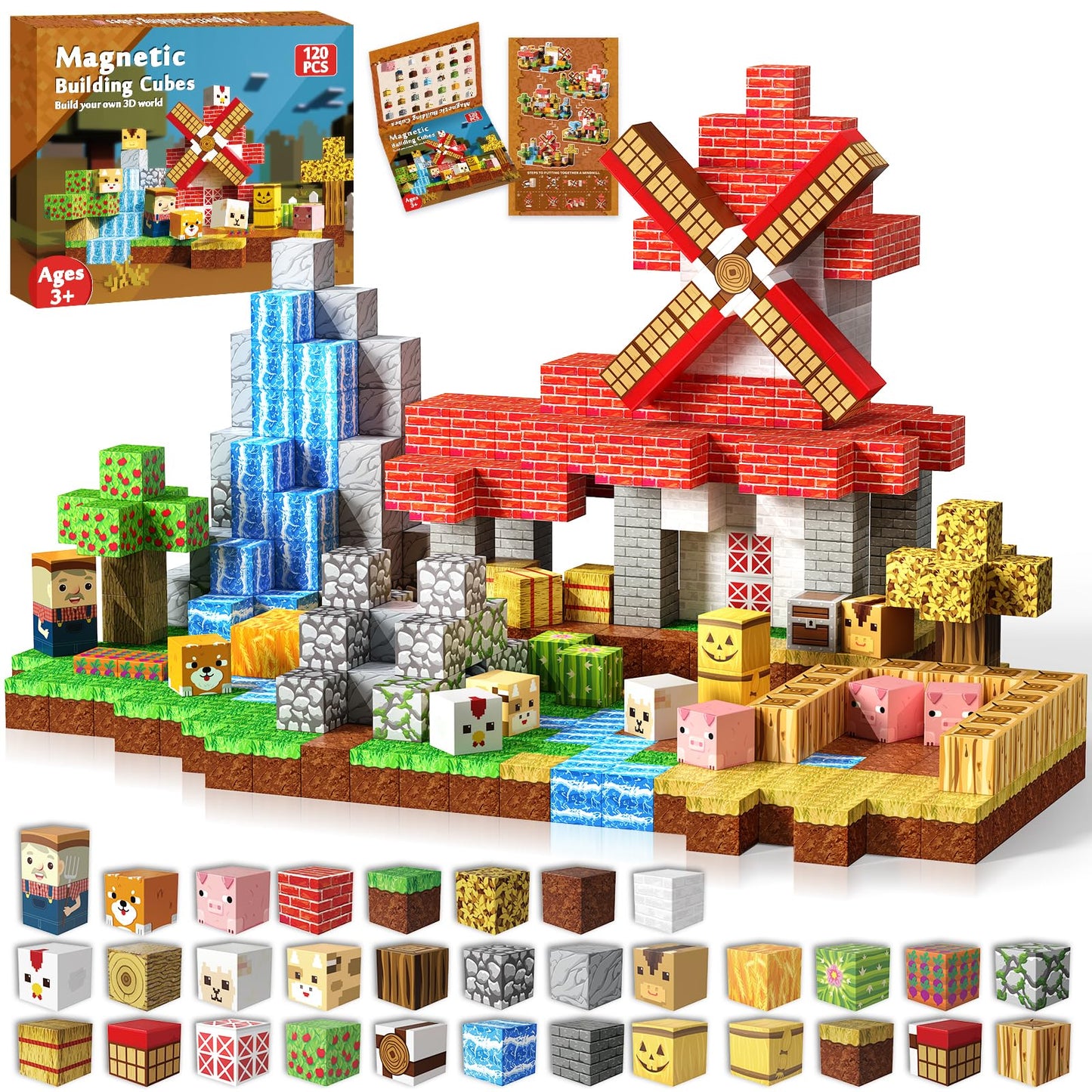 Goody King Magnetic Blocks 120PCS – STEM Building Toys for Kids 3-10