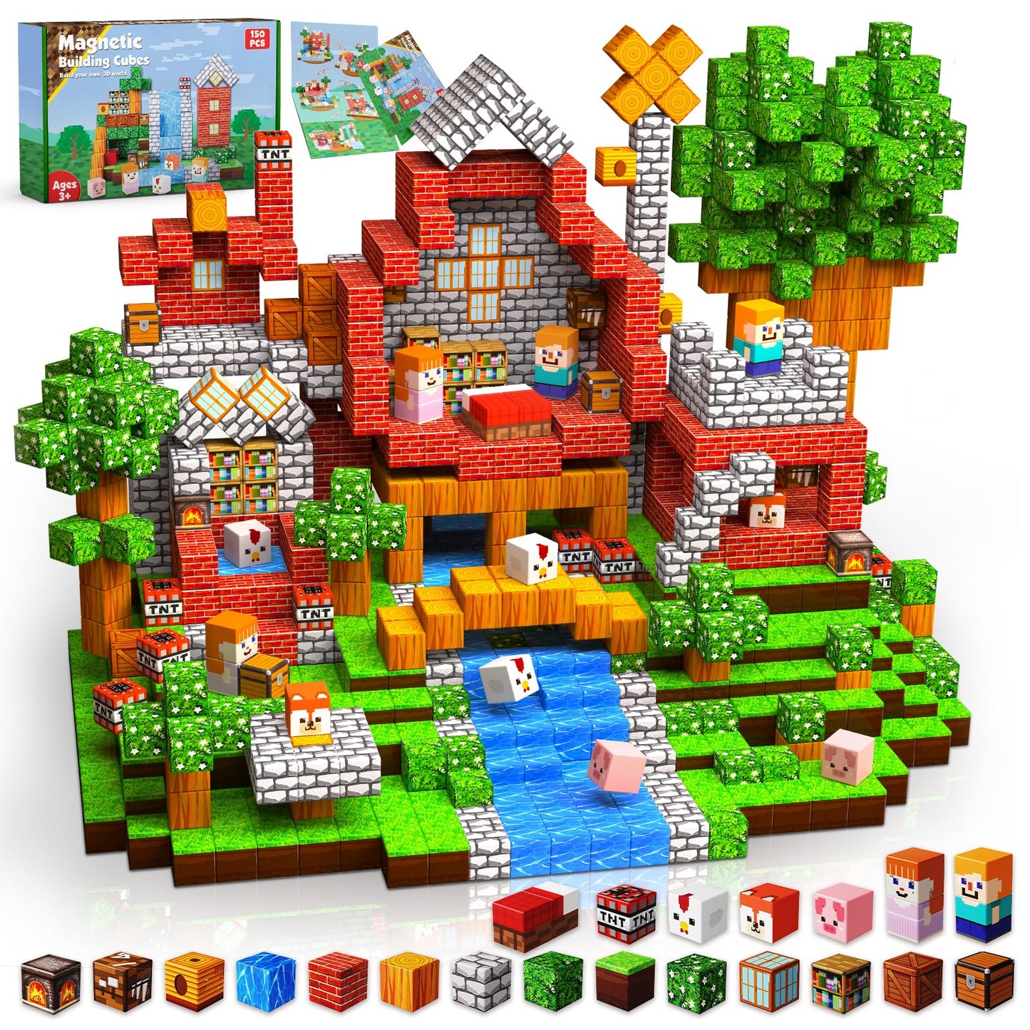 Goody King Magnetic Blocks - 150-Piece Magnetic Building Blocks Set for Kids 3+ | STEM Learning Toy