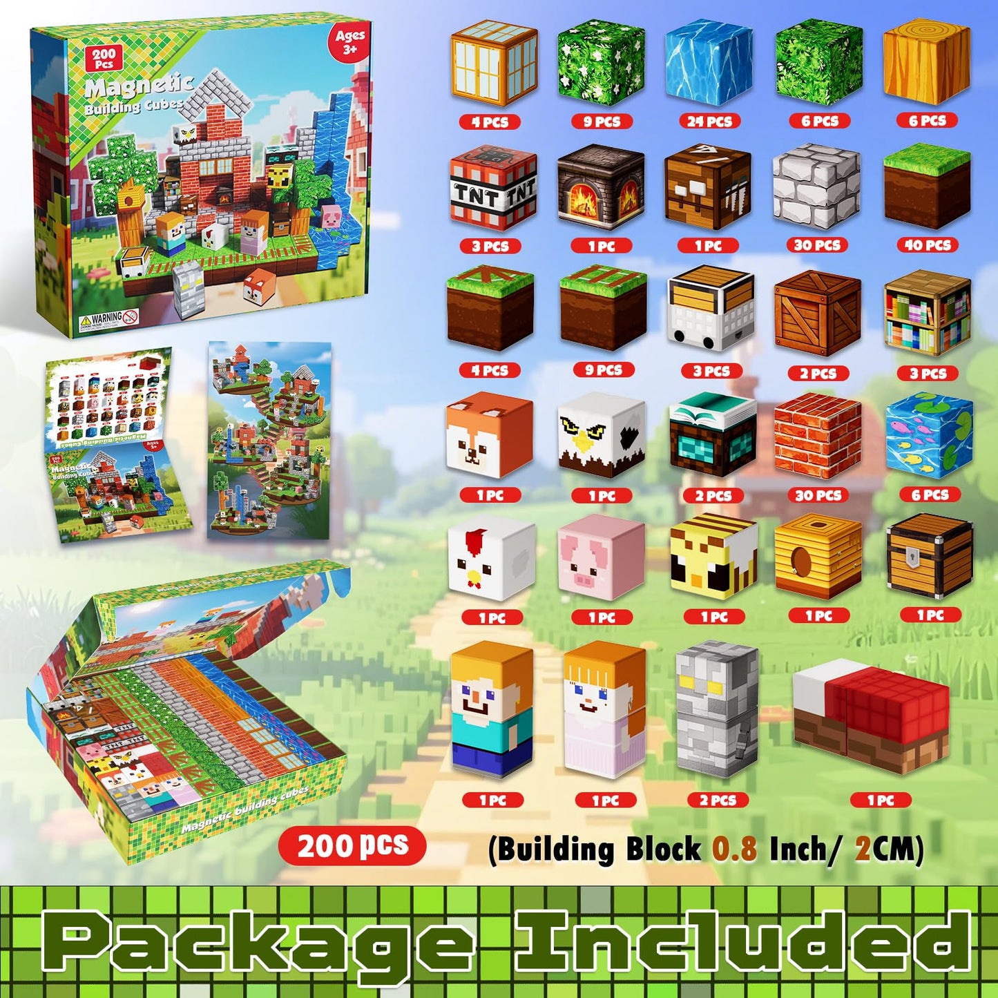 Goody King 200PCS Magnetic Blocks – Forest STEM Building Toys for Kids 3+