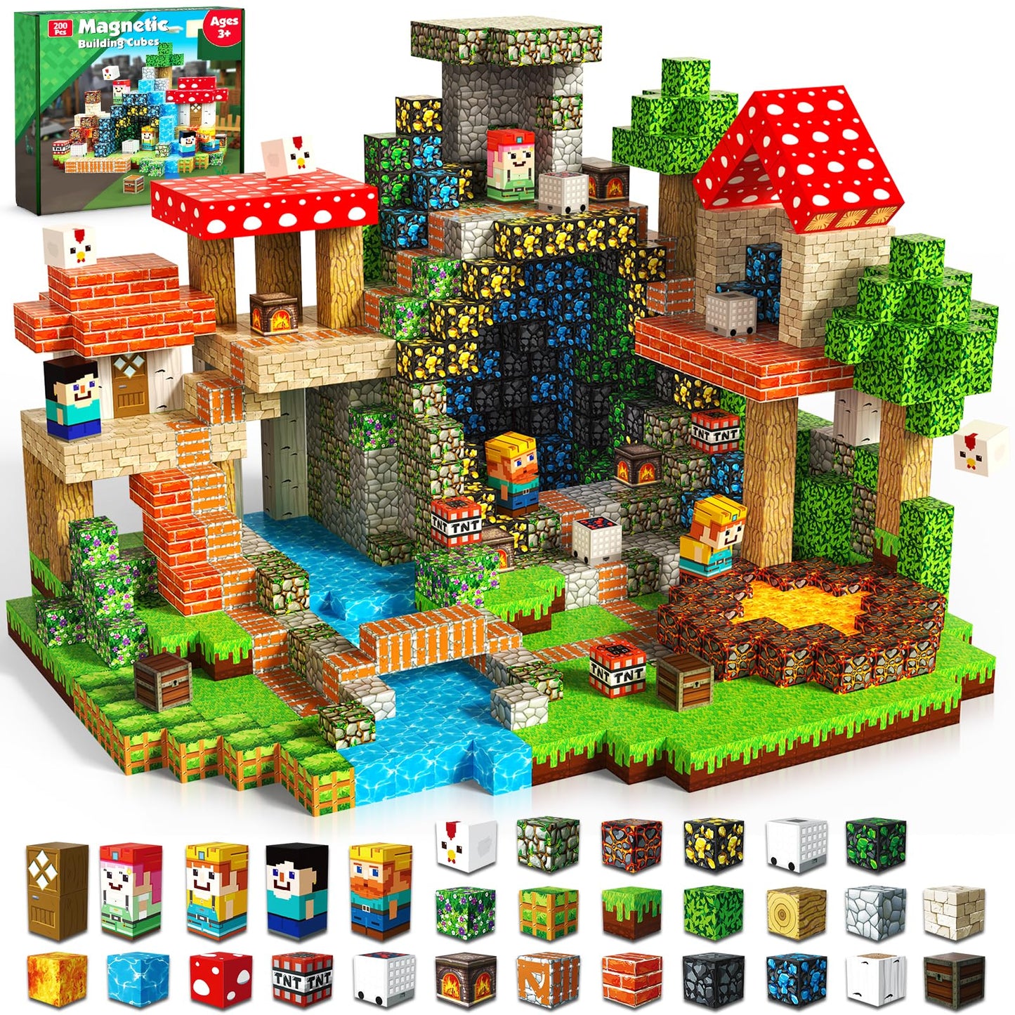 Goody King 200PCS Magnetic Blocks – STEM Building Toys for Kids 3+