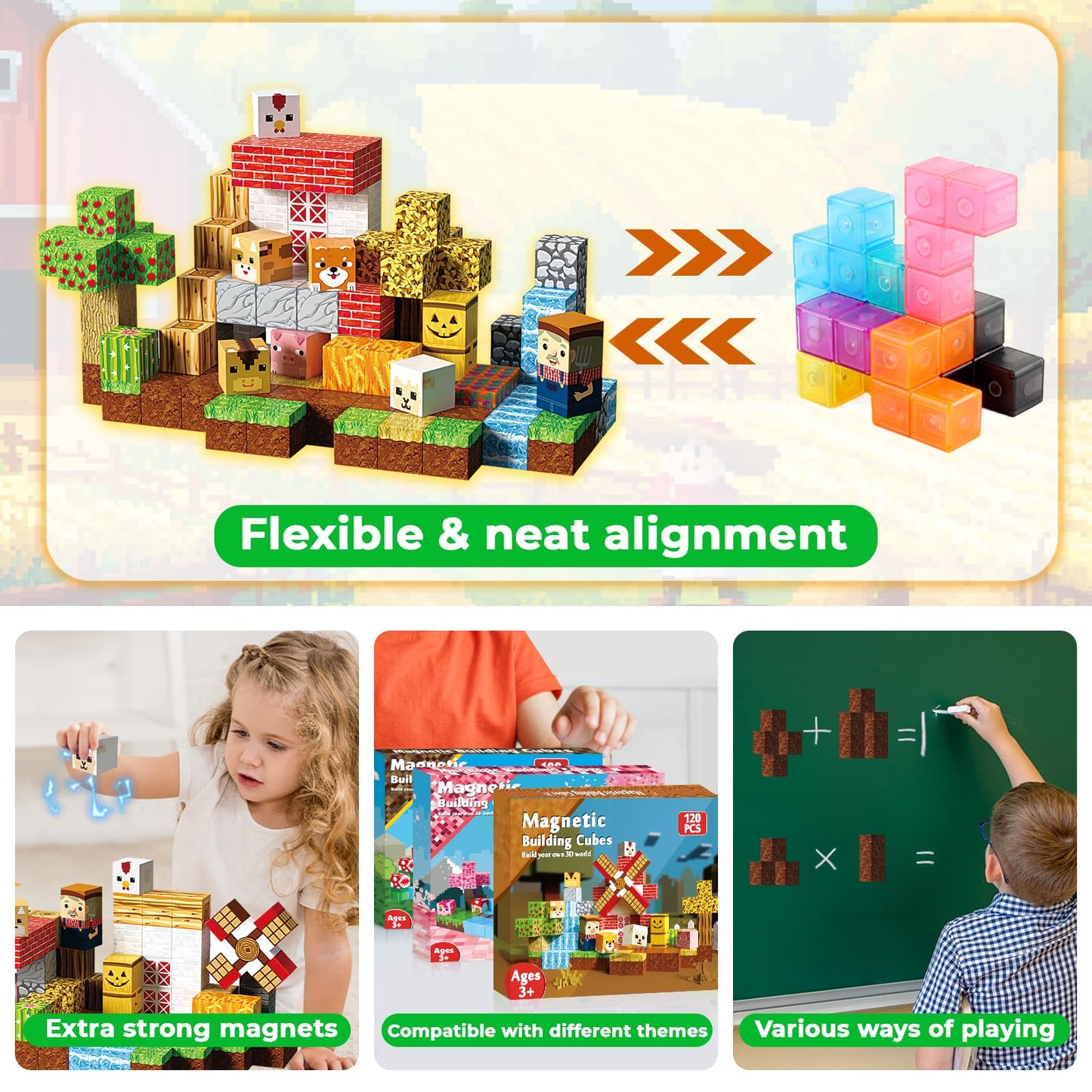 Goody King Magnetic Blocks 120PCS – STEM Building Toys for Kids 3-10