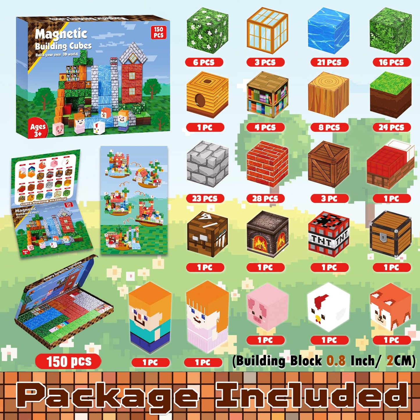 Goody King Magnetic Blocks - 150-Piece Magnetic Building Blocks Set for Kids 3+ | STEM Learning Toy