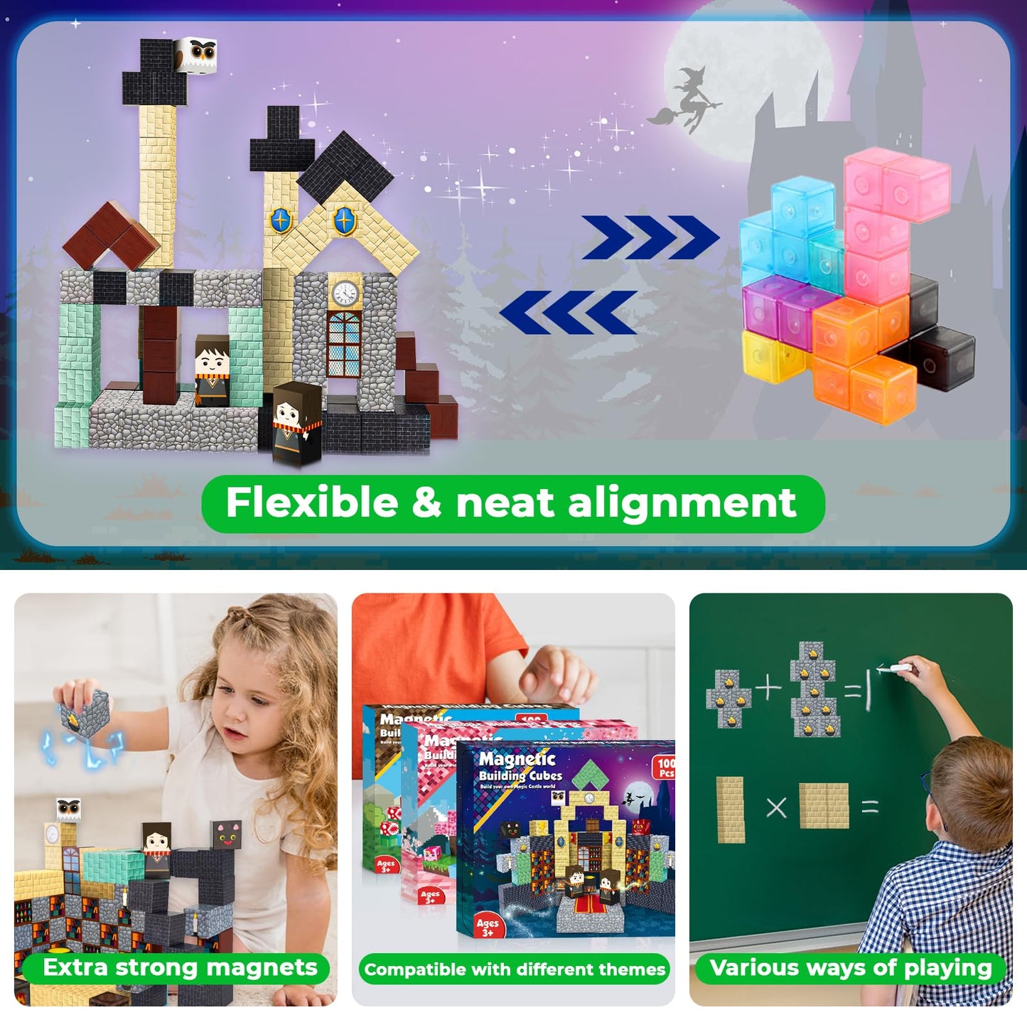 Goody King Magnetic Blocks - 100pcs STEM Building Toy for Kids 3-10 | Montessori & Sensory Play