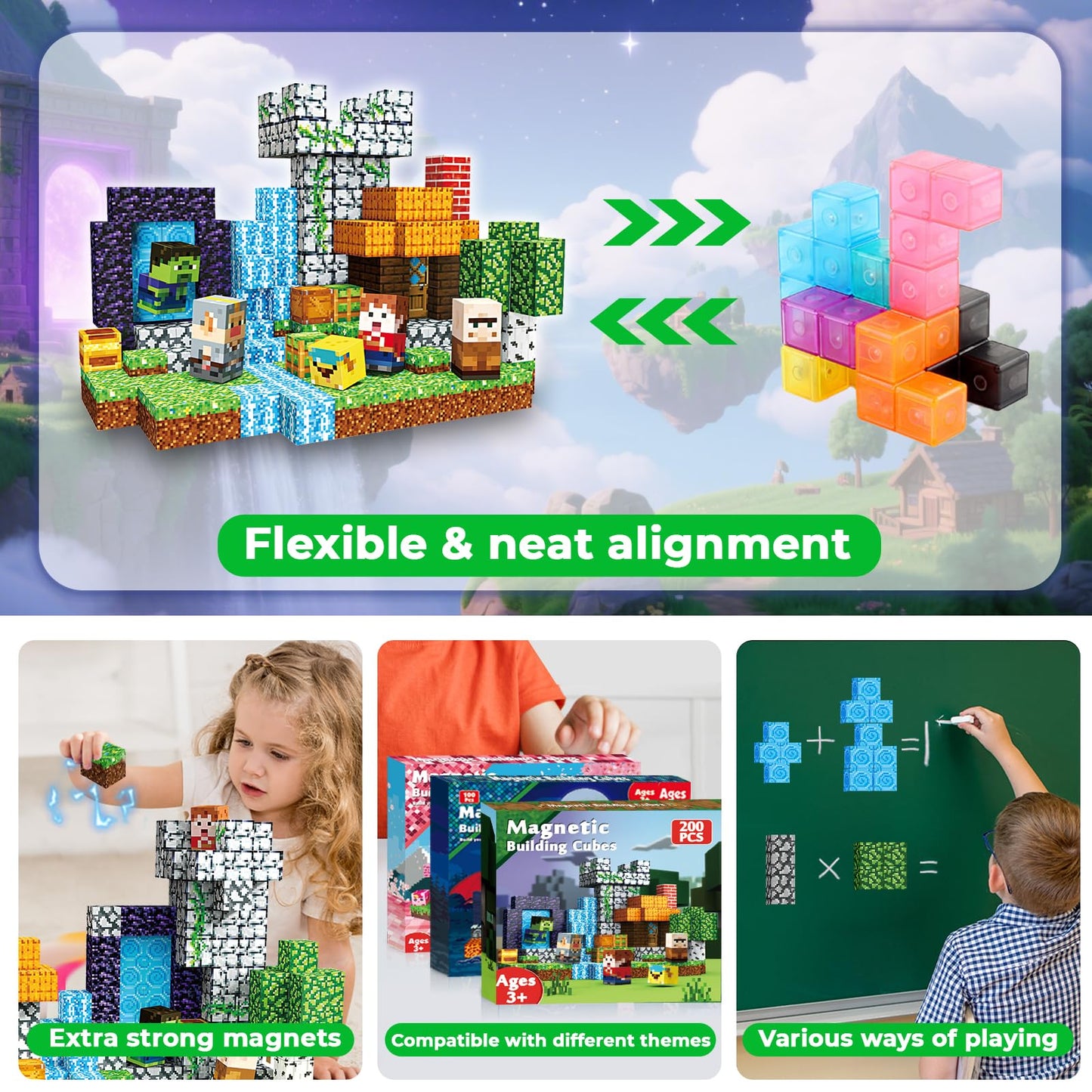Goody King 200 Pcs Magnetic Blocks Set – STEM Building Toy for Kids 3+