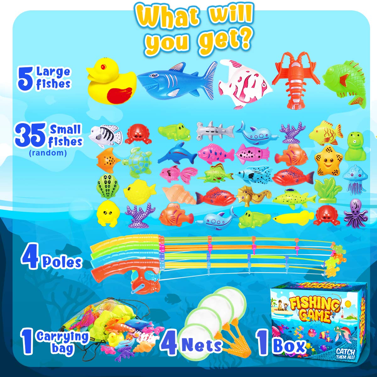 Goody King Magnetic Fishing Game – 2-Player Pool Toys for Kids (Ages 3–6)