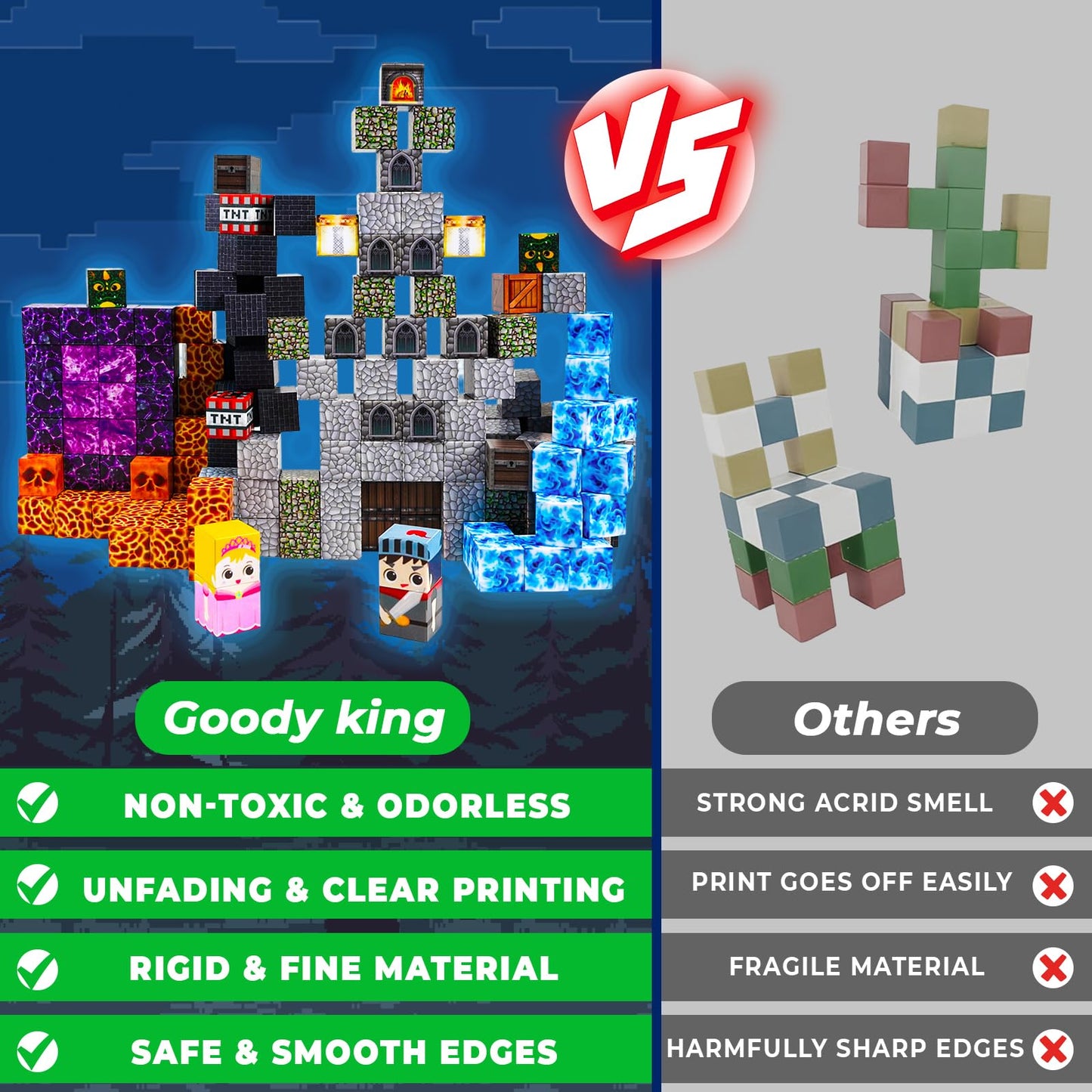 Goody King 150 PCS Magnetic Building Blocks - Dark Castle Set | STEM Toys for Kids 3+