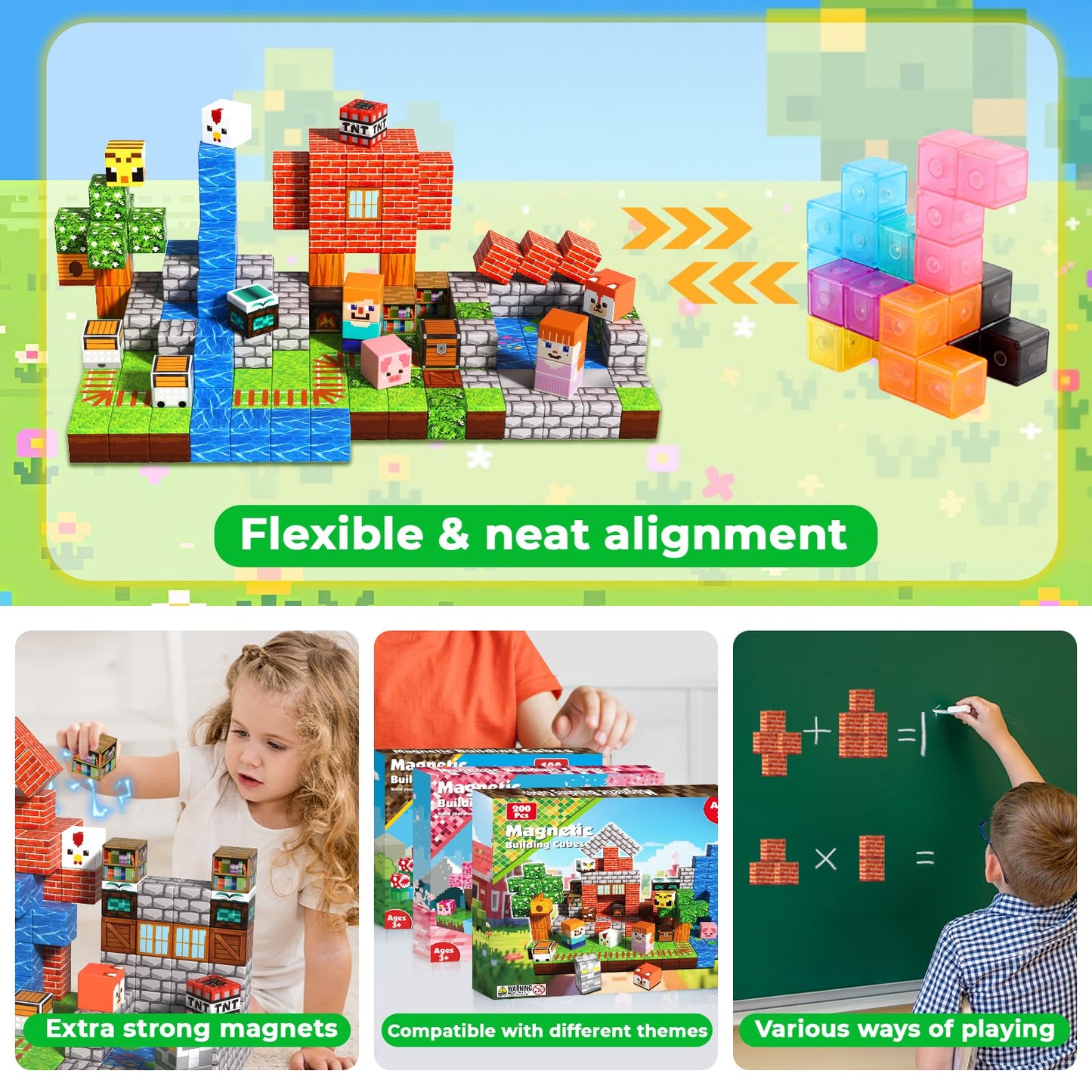Goody King 200PCS Magnetic Blocks – Forest STEM Building Toys for Kids 3+