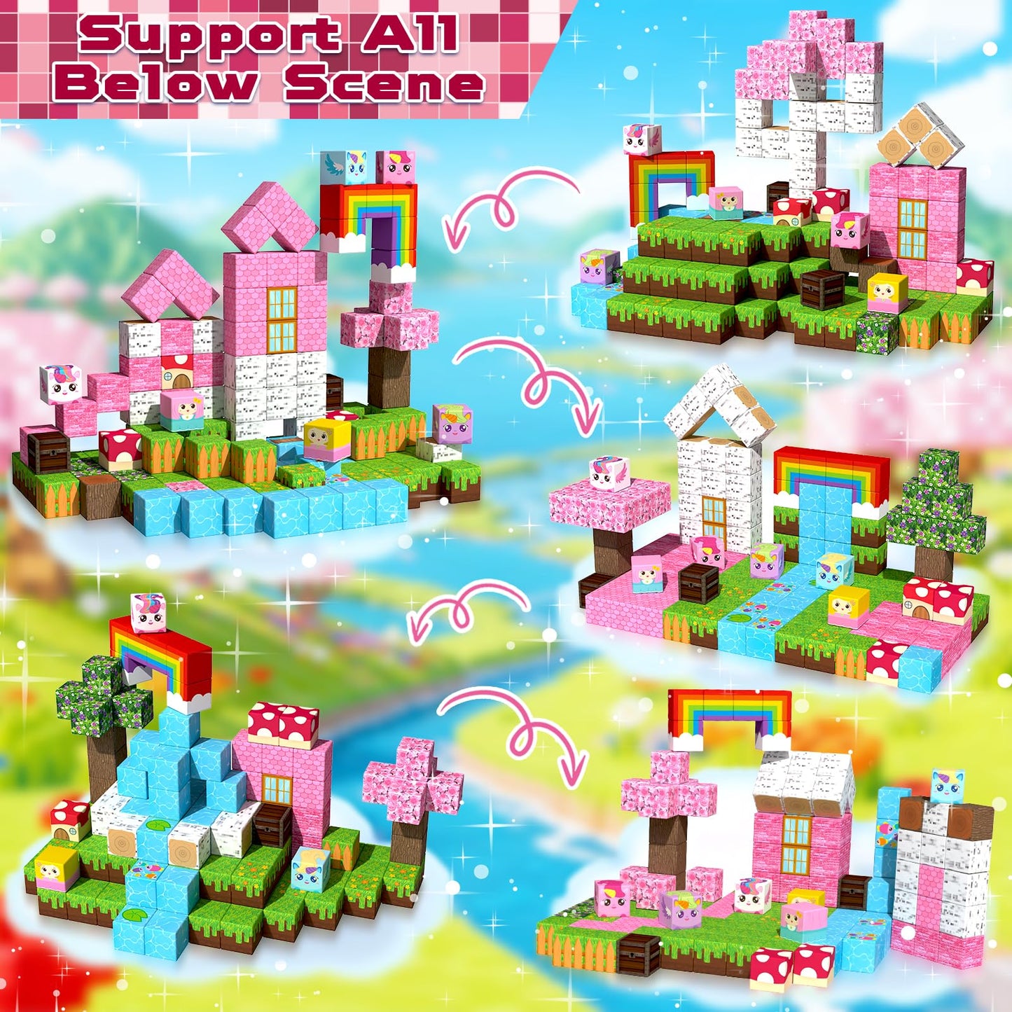 Goody King 150PCS Magnetic Blocks - Unicorn Building Set for STEM Play & Creative Learning | Kids 3+