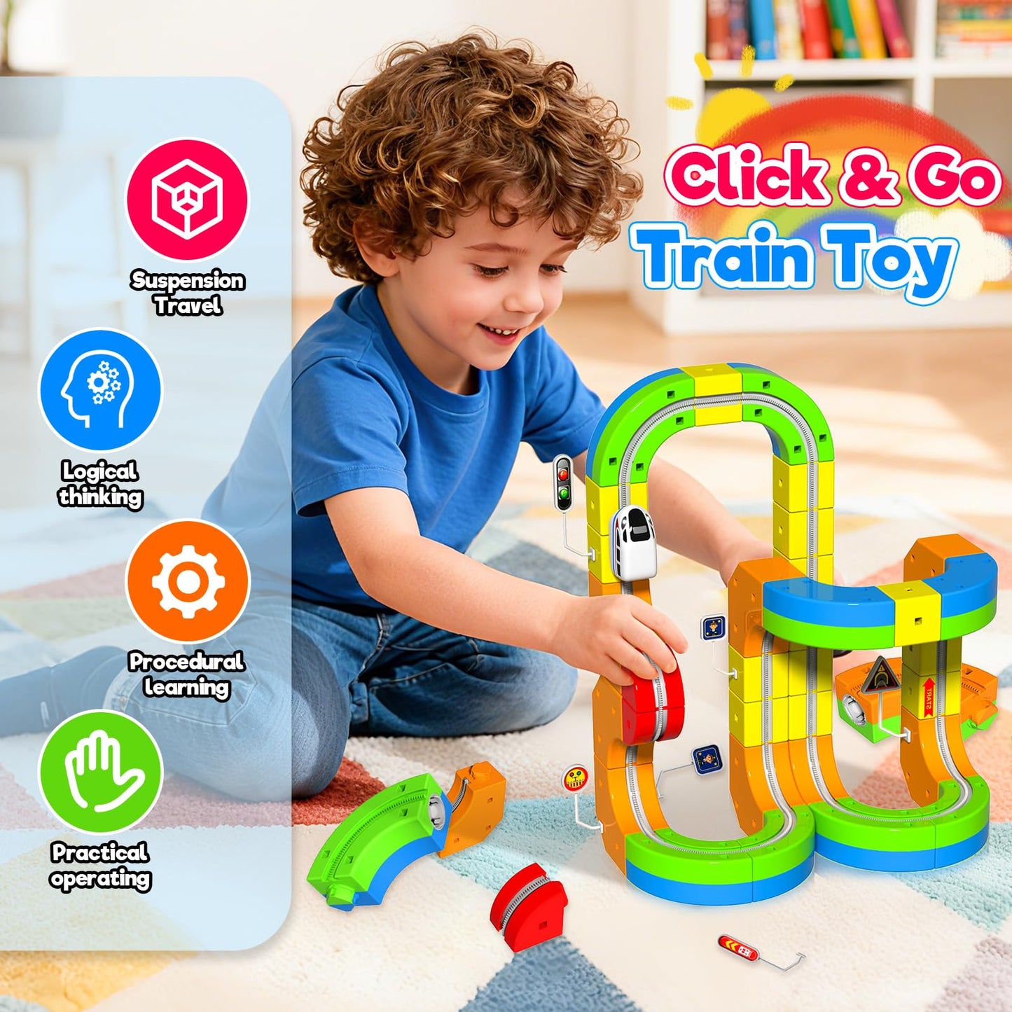 Goody King Electric Train Set – 69-Piece STEM Track Kit for Kids 3-8