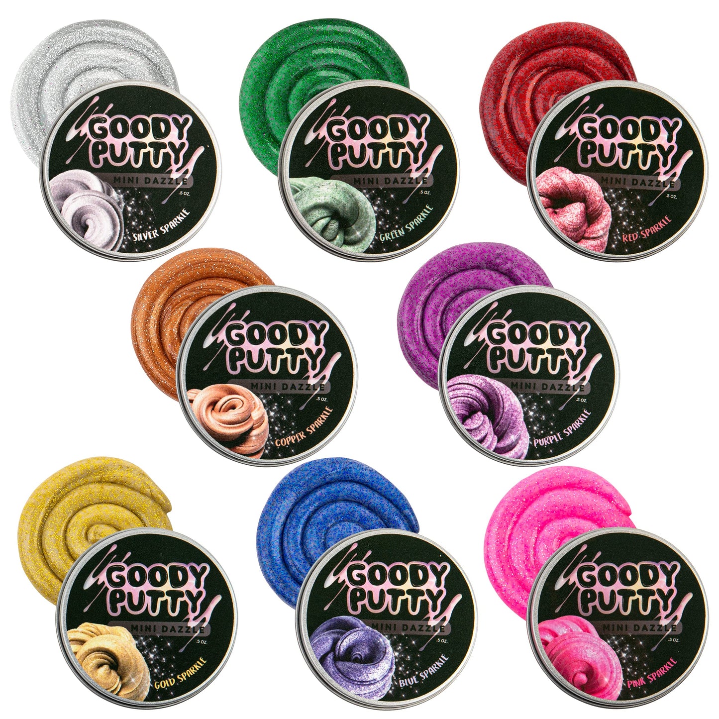 Goody Putty Mini Dazzle Tin 8-Pack – Glitter Sensory Putty Toys for Kids