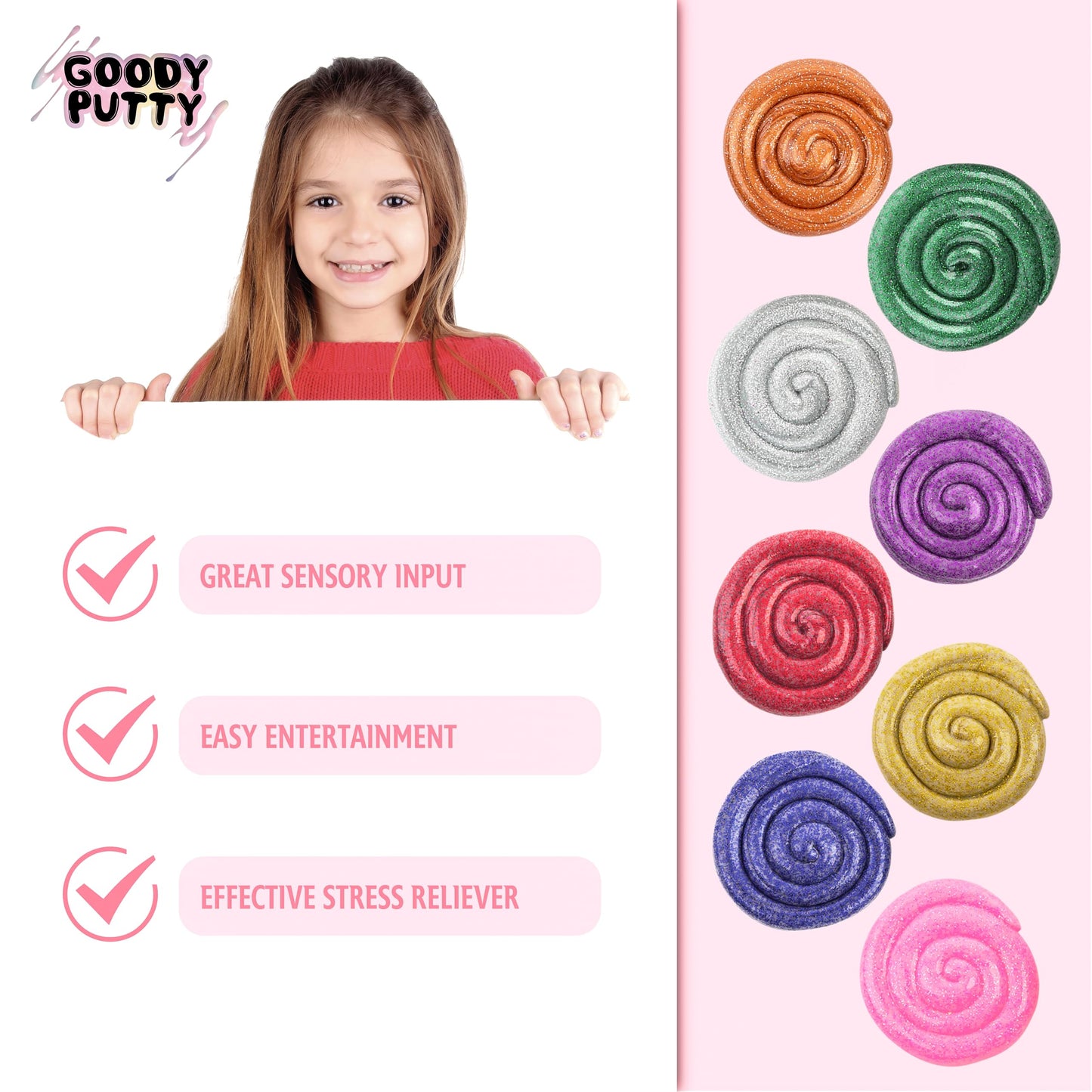 Goody Putty Mini Dazzle Tin 8-Pack – Glitter Sensory Putty Toys for Kids
