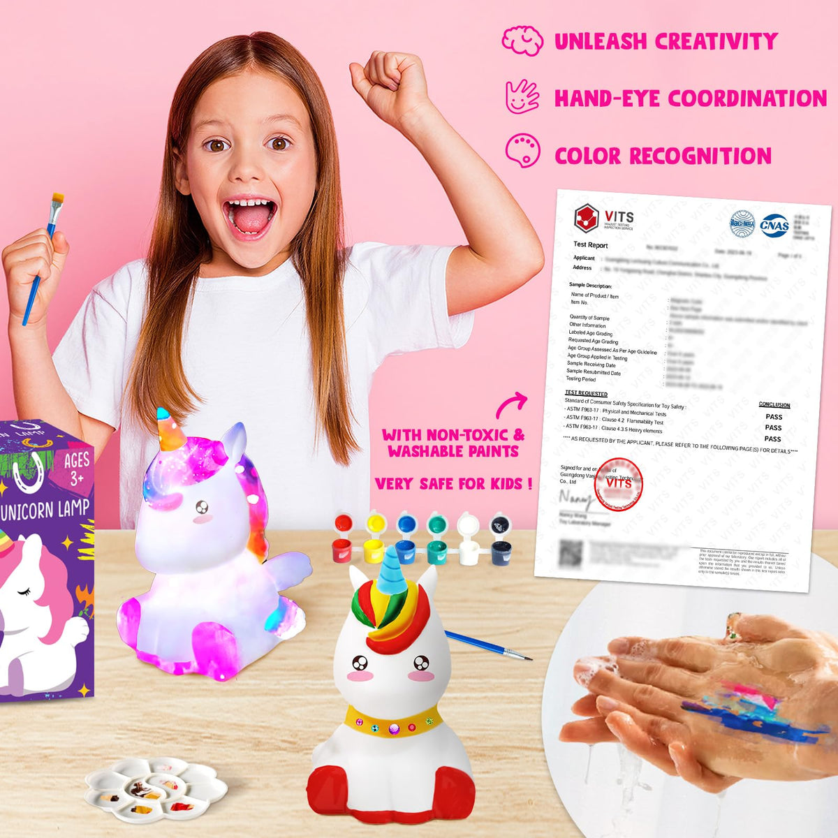 Goody King Paint Your Own Unicorn Lamp Art Kit – DIY Night Light for Kids Ages 8-12