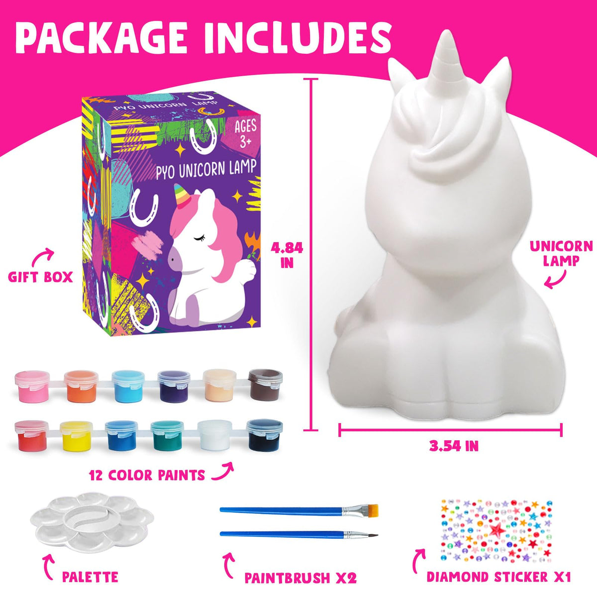 Goody King Paint Your Own Unicorn Lamp Art Kit – DIY Night Light for Kids Ages 8-12