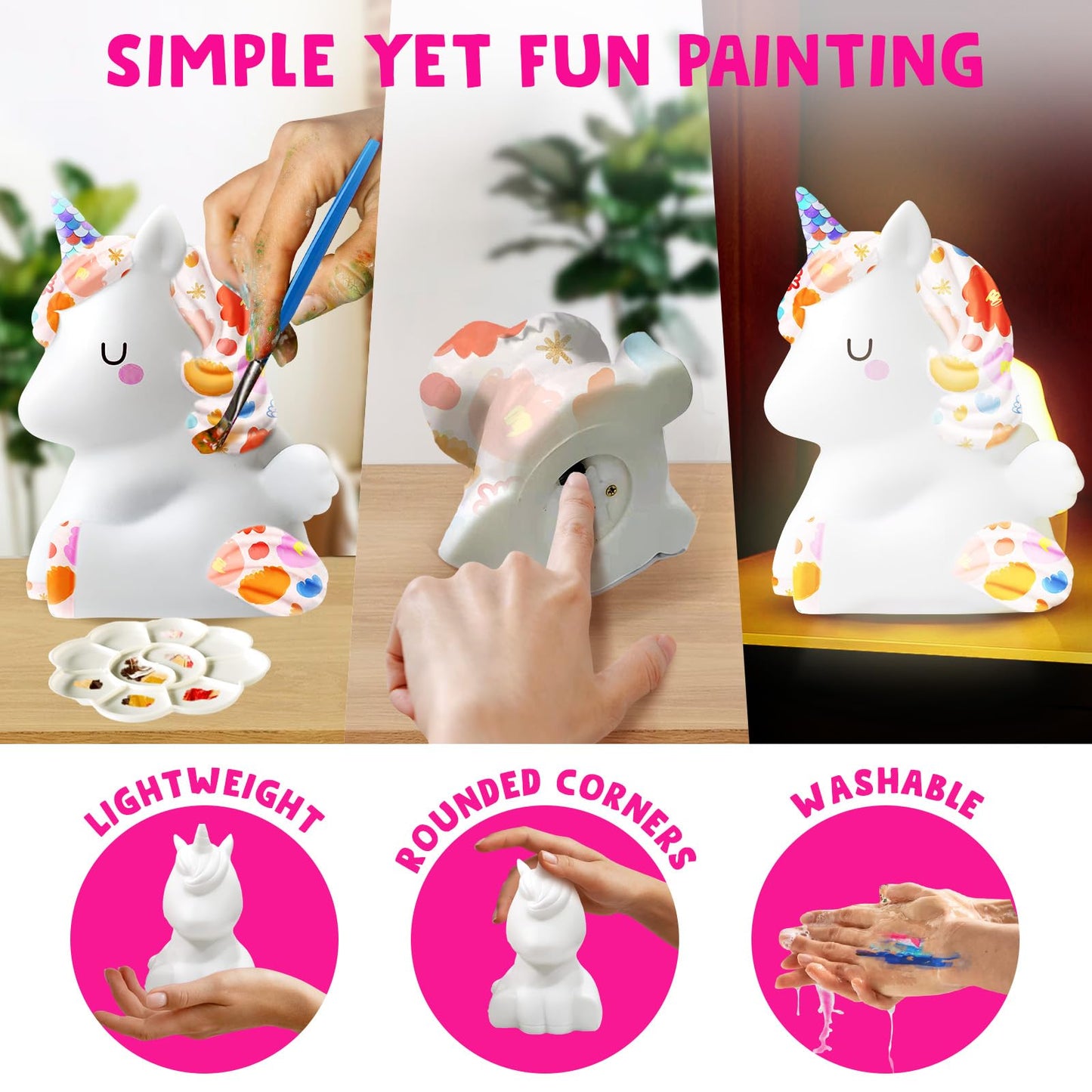 Goody King Paint Your Own Unicorn Lamp Art Kit – DIY Night Light for Kids Ages 8-12