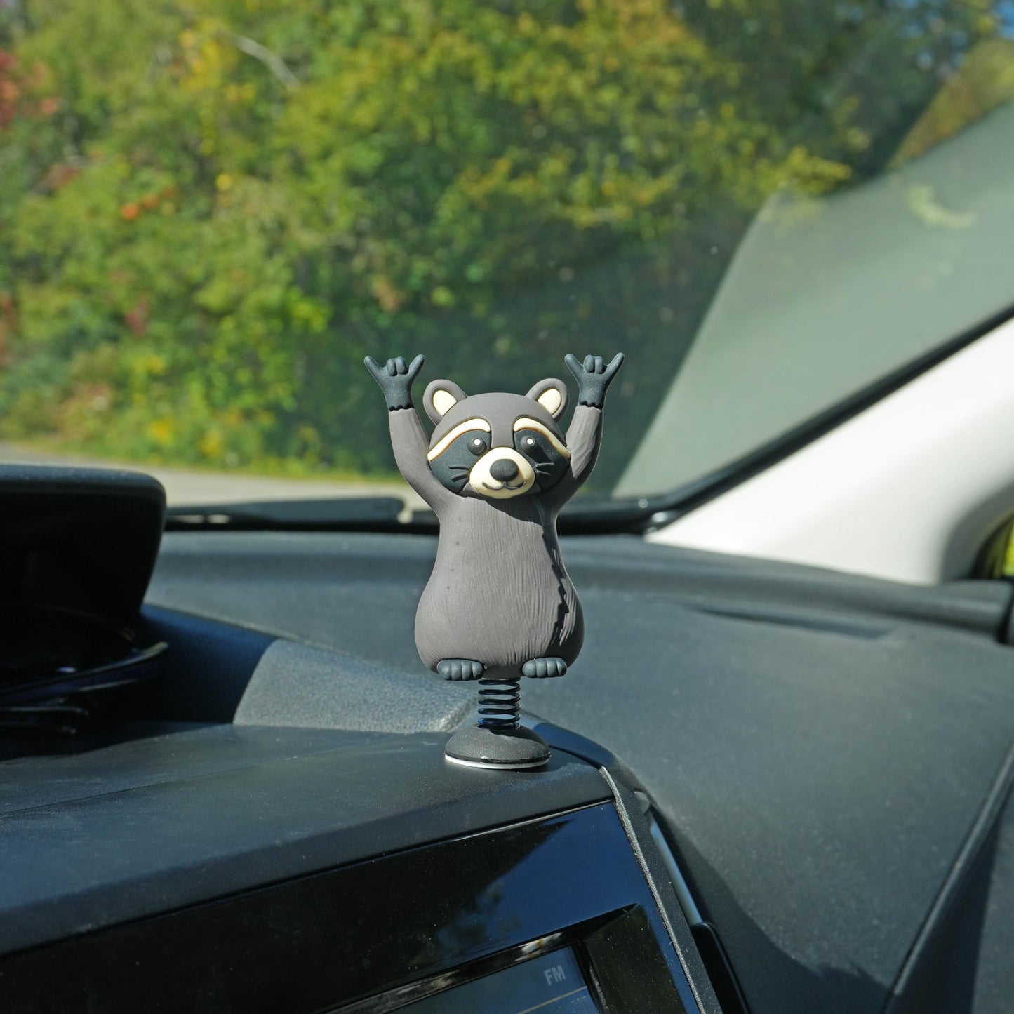 GOOFBALLS Dashboard Dancer – Funny Bobblehead Car Ornament | Rock n Roll Raccoon