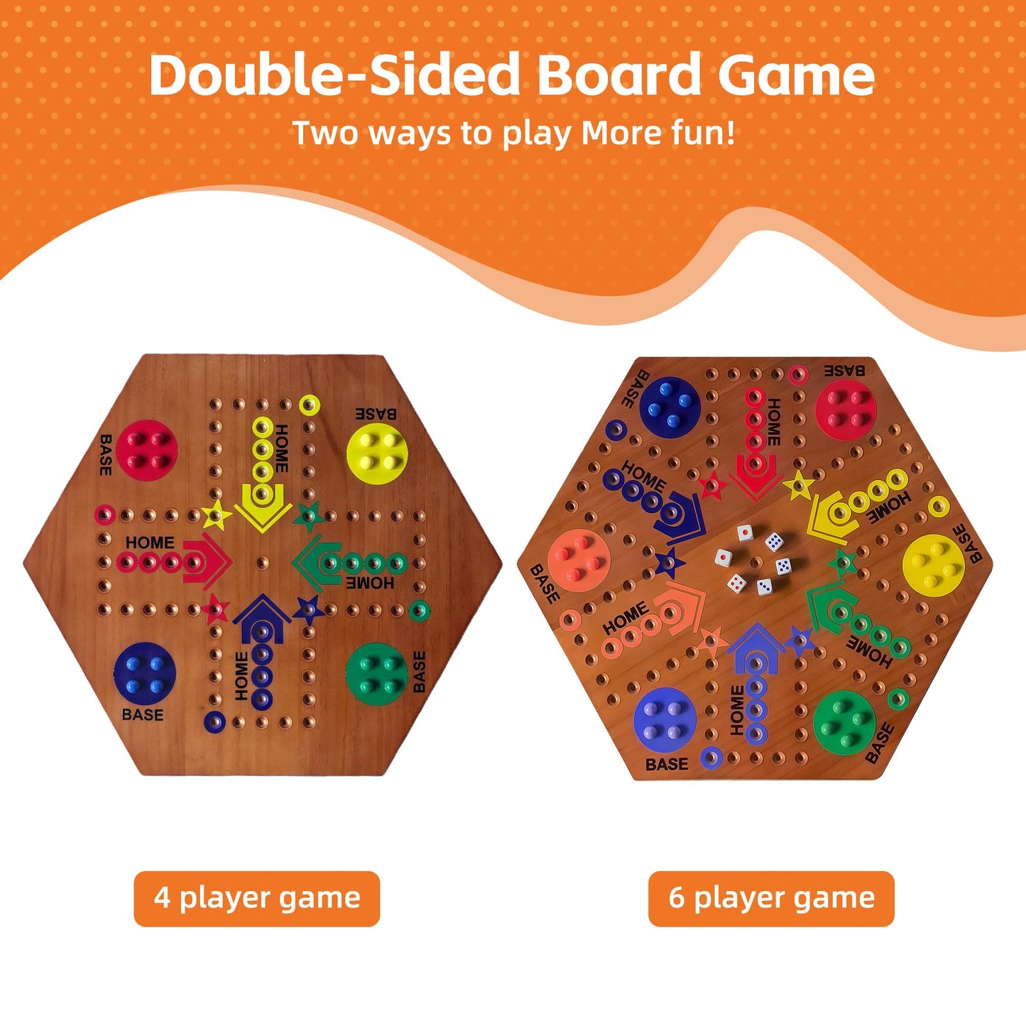 googgoing Wooden Board Game – Double-Sided Marble Strategy for 2-6 Players