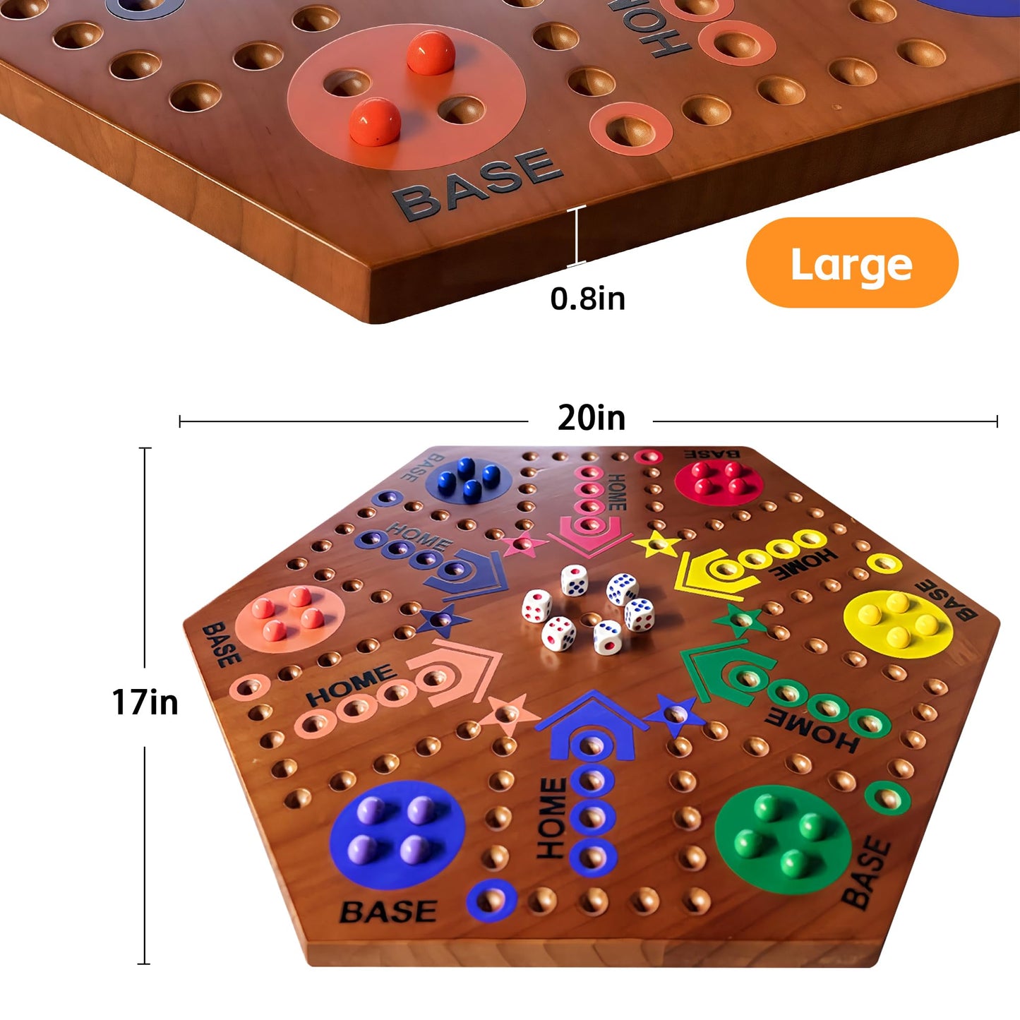 googgoing Wooden Board Game – Double-Sided Marble Strategy for 2-6 Players