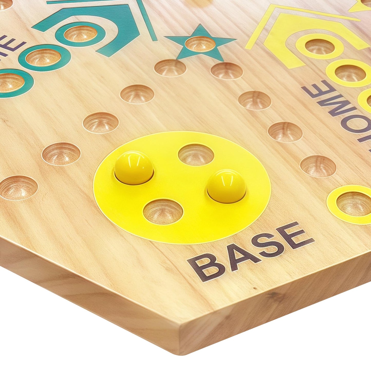 googgoing Wooden Board Game – Double-Sided Marble Race for 2–6 Players, 24 Marbles, 6 Dice, 15 Inch