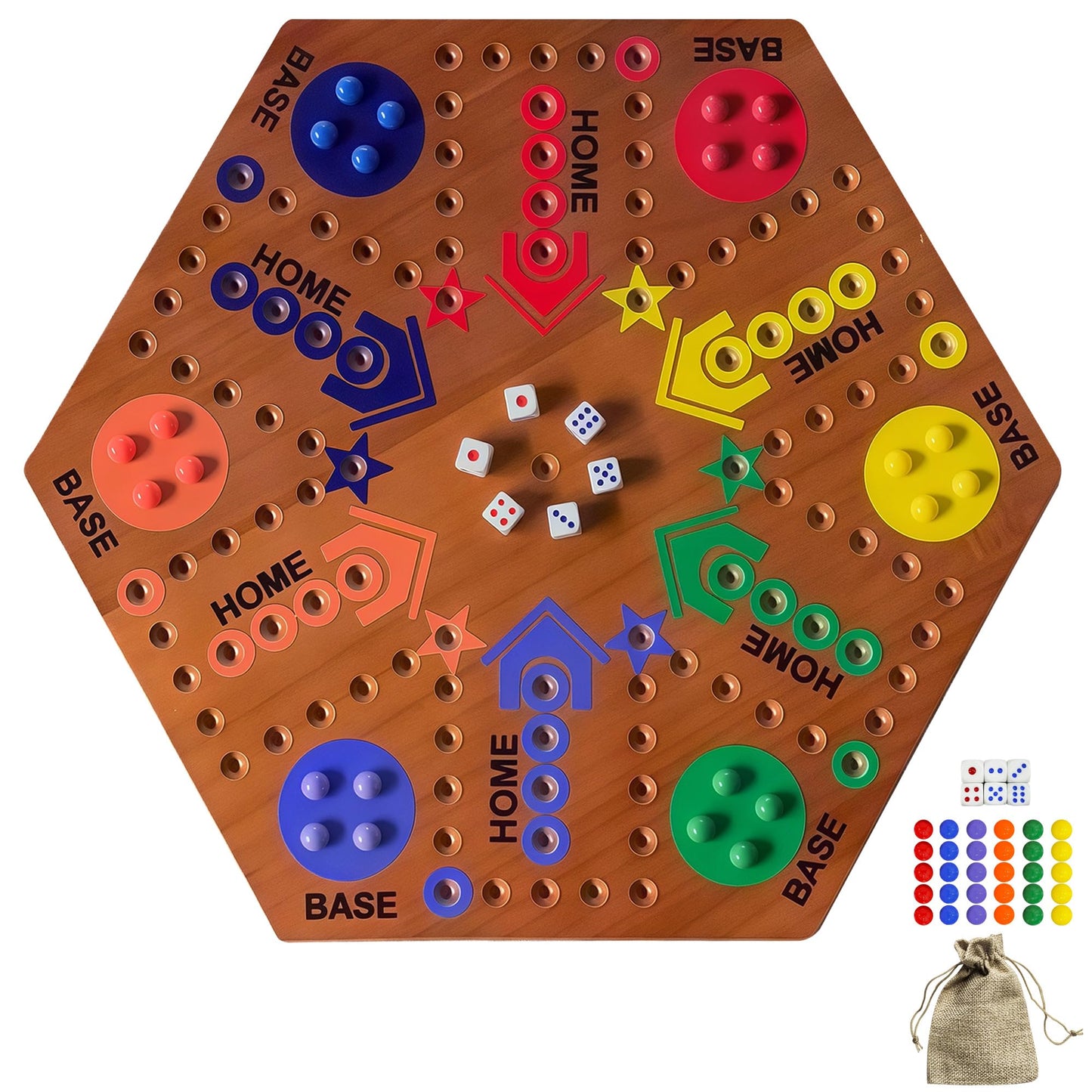 googgoing Wooden Board Game – Double-Sided Marble Strategy for 2-6 Players