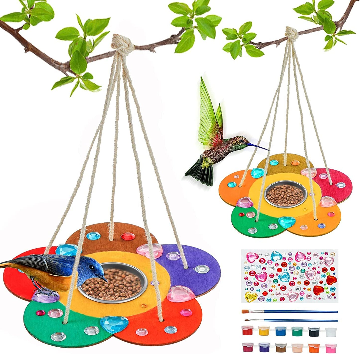 Gooidea Kids Arts & Crafts Bird Feeders – 2-Pack DIY Wooden Paint Kits for Outdoor Fun (Ages 3–12)