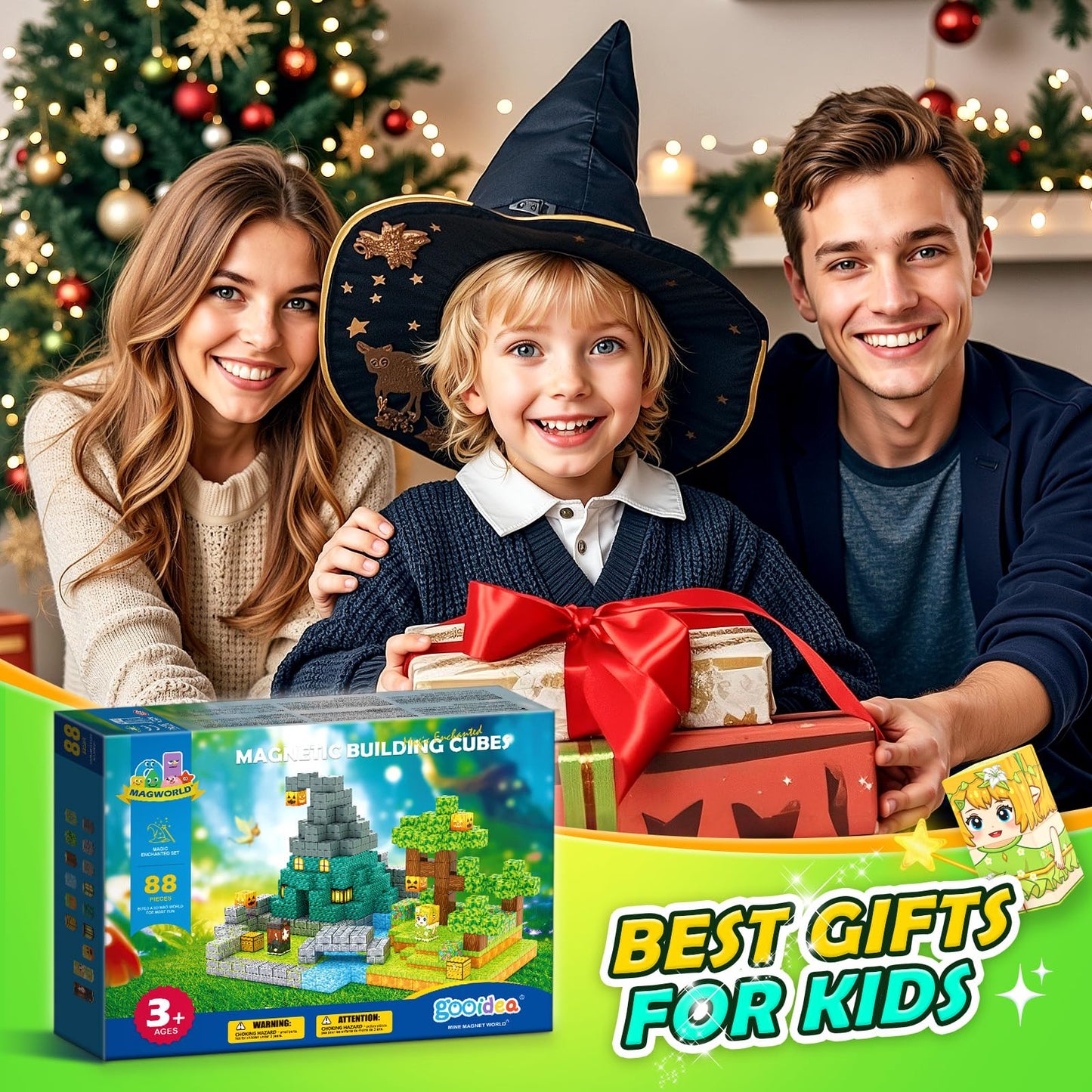 Gooidea Large Magnetic Blocks – Mine Magworld Magic Enchanted 1-Inch Cubes for Kids 3+