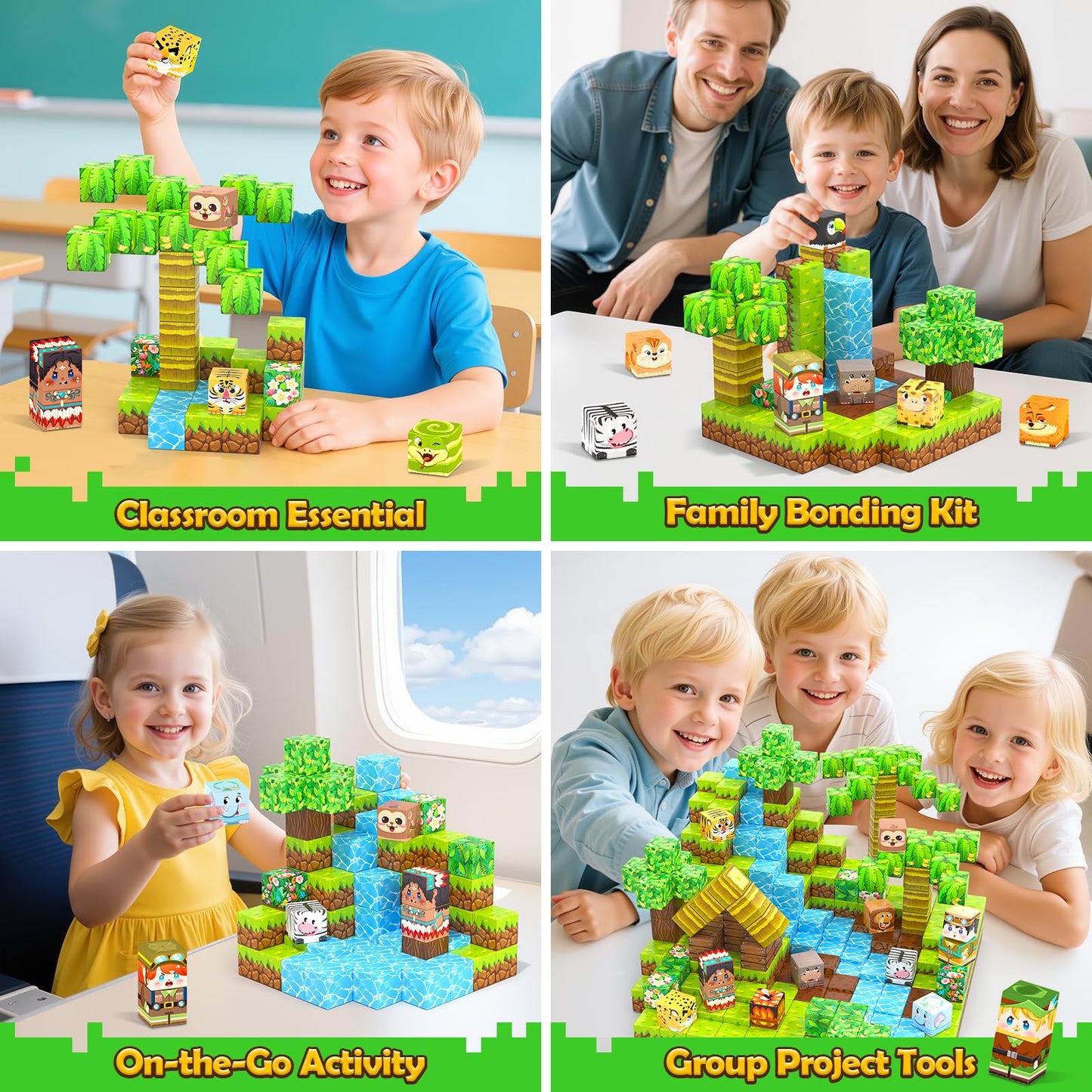Gooidea 150 Magnetic Blocks – Jungle Adventure STEM Building Set for Kids 4-12