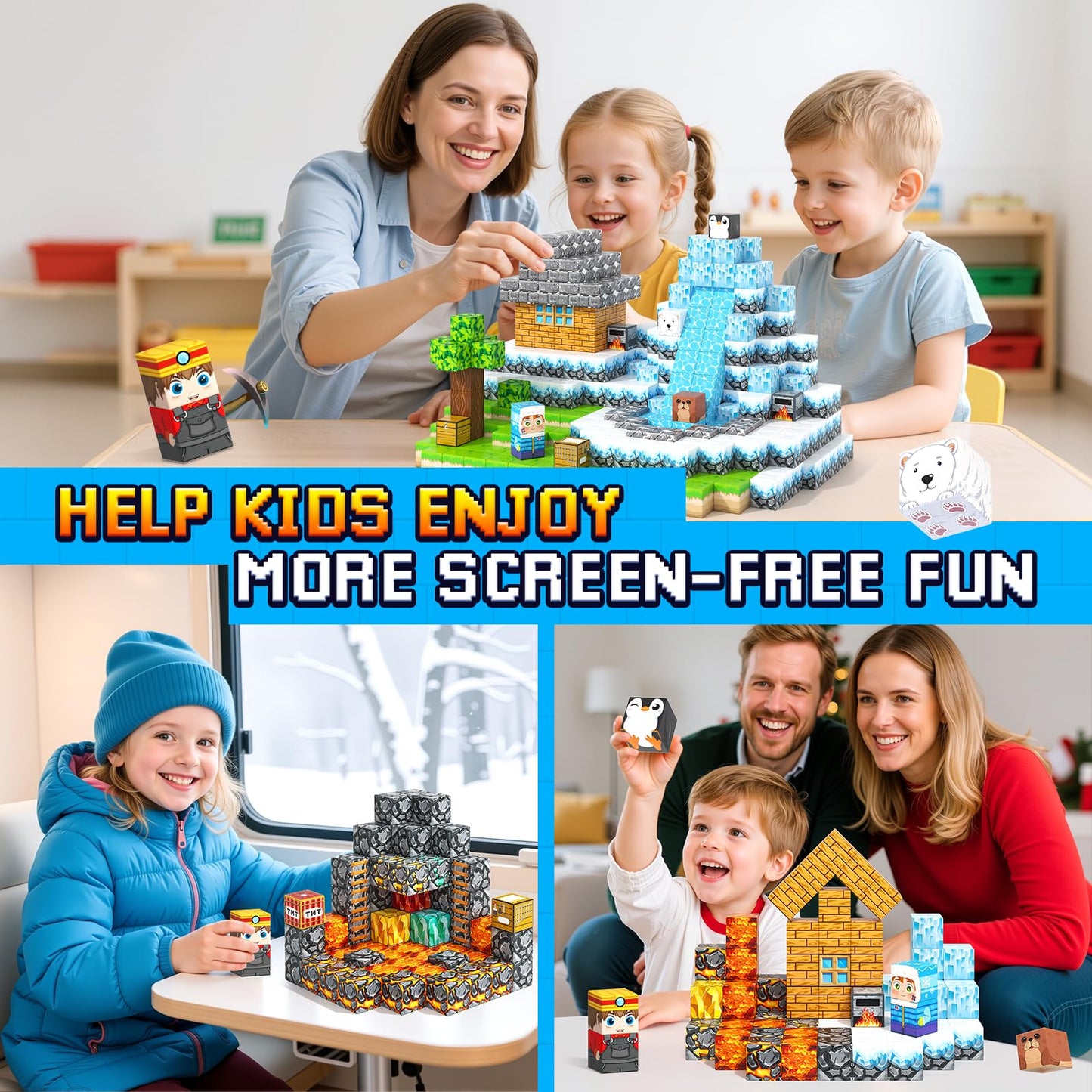 Gooidea Magnetic Blocks 200Pcs – STEM Building Cubes for Kids 3-12