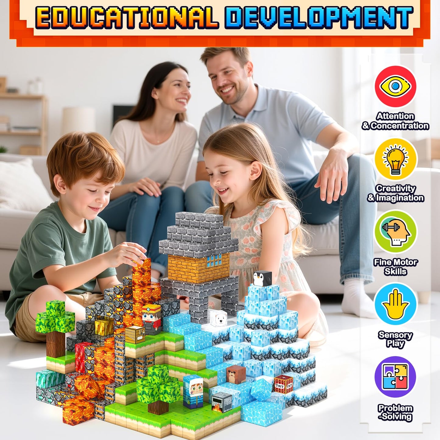 Gooidea Magnetic Blocks 200Pcs – STEM Building Cubes for Kids 3-12