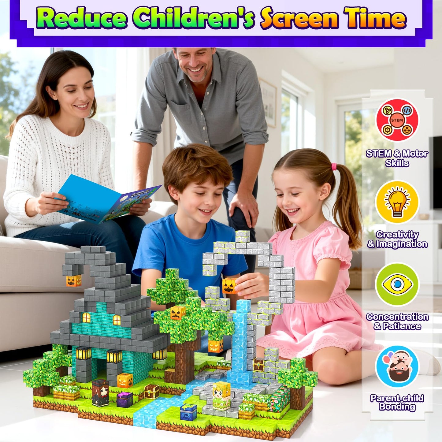 Gooidea Magnetic Blocks – 100-Piece Sensory STEM Building Set for Kids 3-12