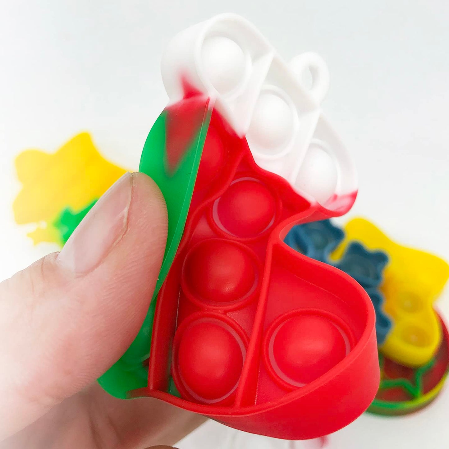 GooKit 12Pcs Christmas Mini Pop Keychain Fidget Toys – Silicone Stress-Relief Keychains