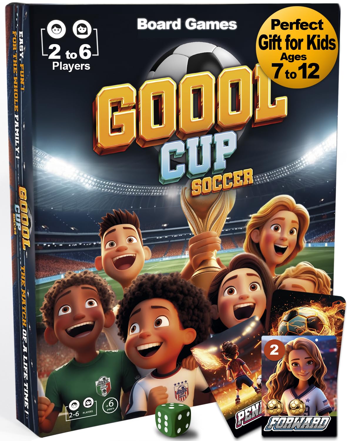 GOOOL CUP Soccer Board Game – Family Card Game for Kids 8–12 | 2–6 Players