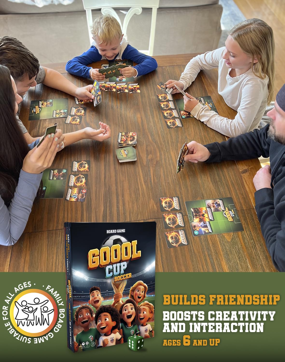 GOOOL CUP Soccer Board Game – Family Card Game for Kids 8–12 | 2–6 Players