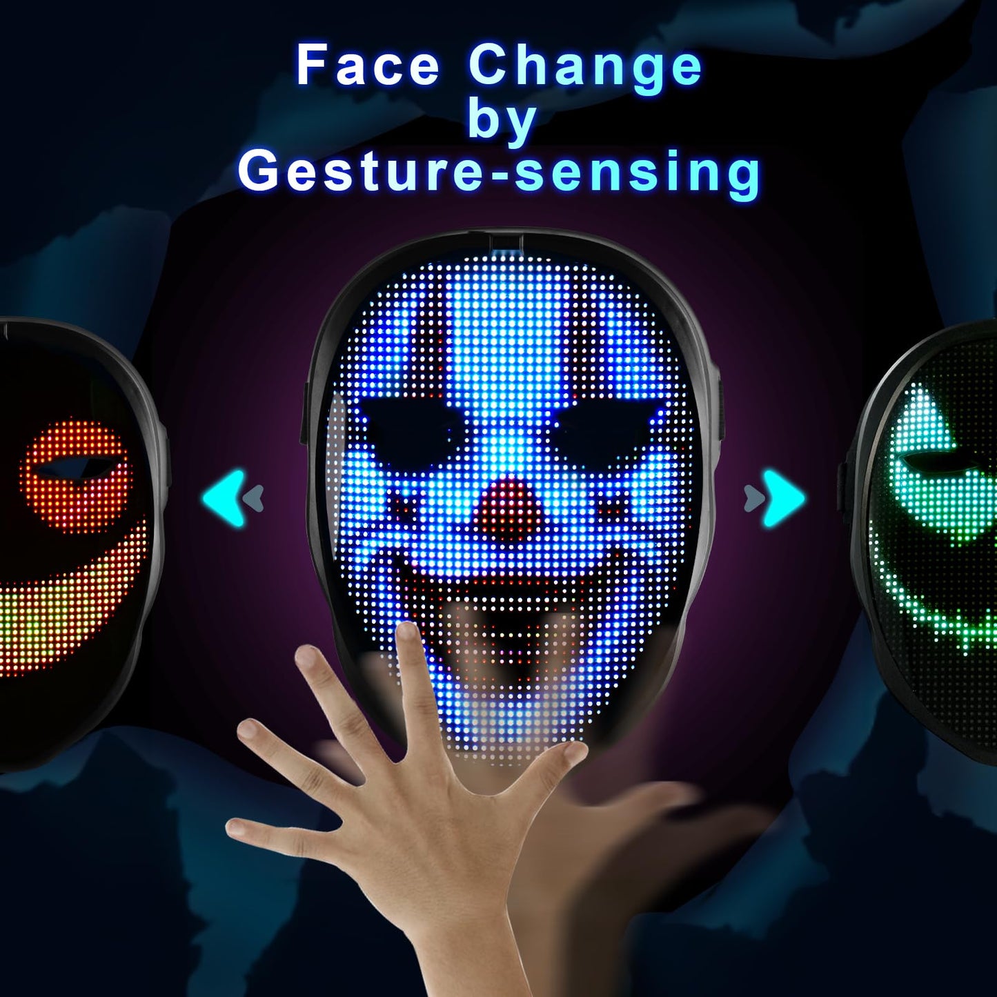 Gootus Face Transforming LED Mask with App Control – Gesture-Sensing Light Up Mask for Halloween & Parties