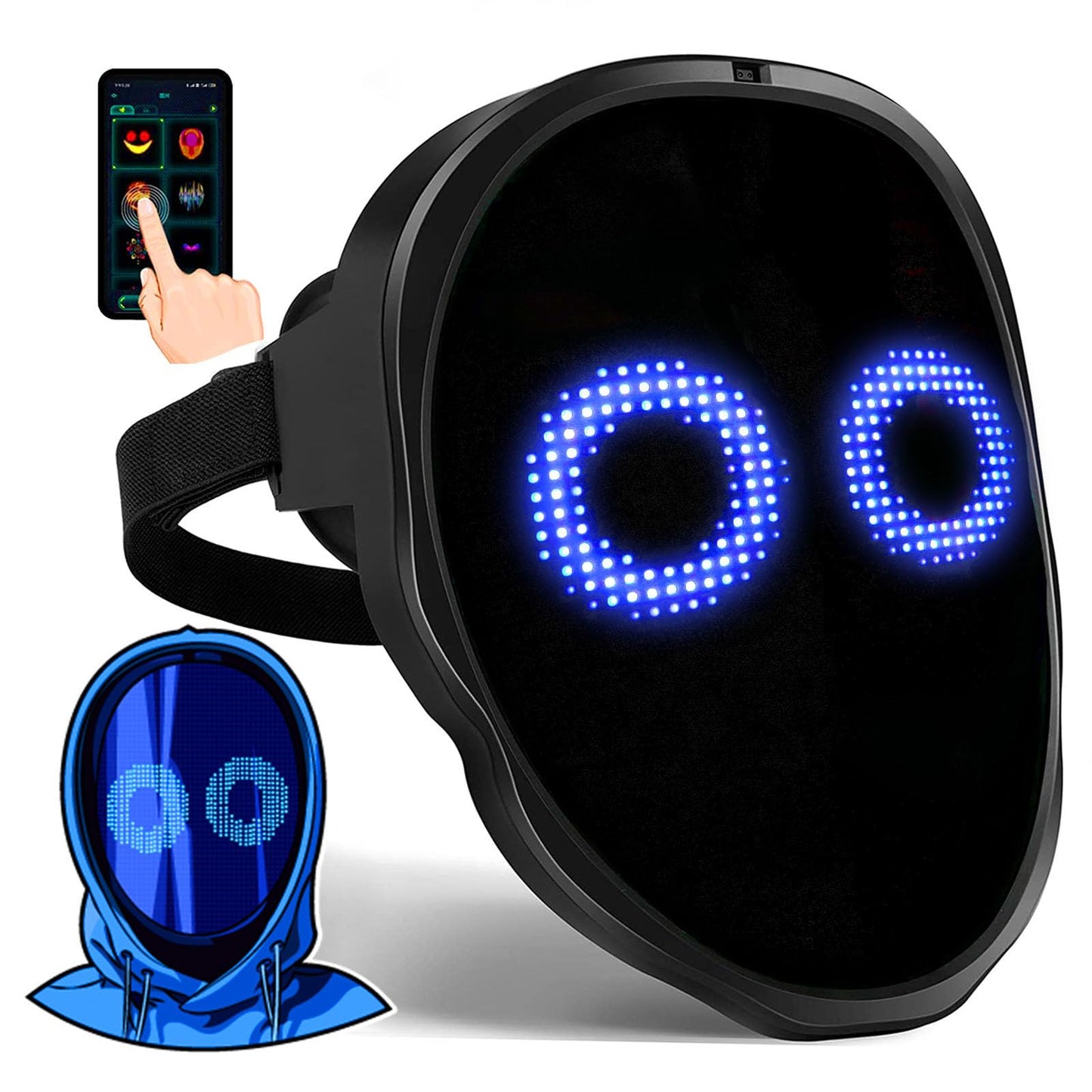 Gootus Face Transforming LED Mask with App Control – Gesture-Sensing Light Up Mask for Halloween & Parties