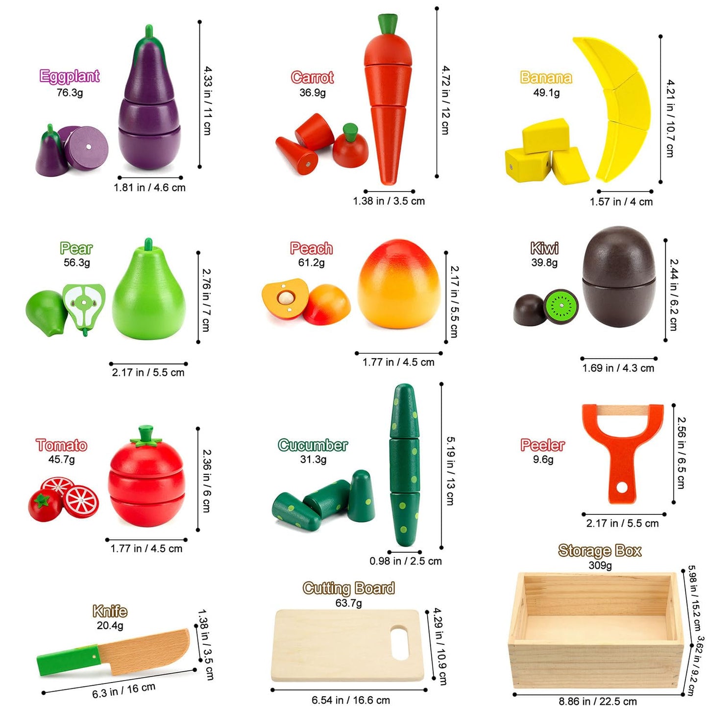 GOPLACS Wooden Play Food Sets for Kids Kitchen – Cutting Fruits & Veggies, Pretend Play Toys, Montessori Educational Gifts