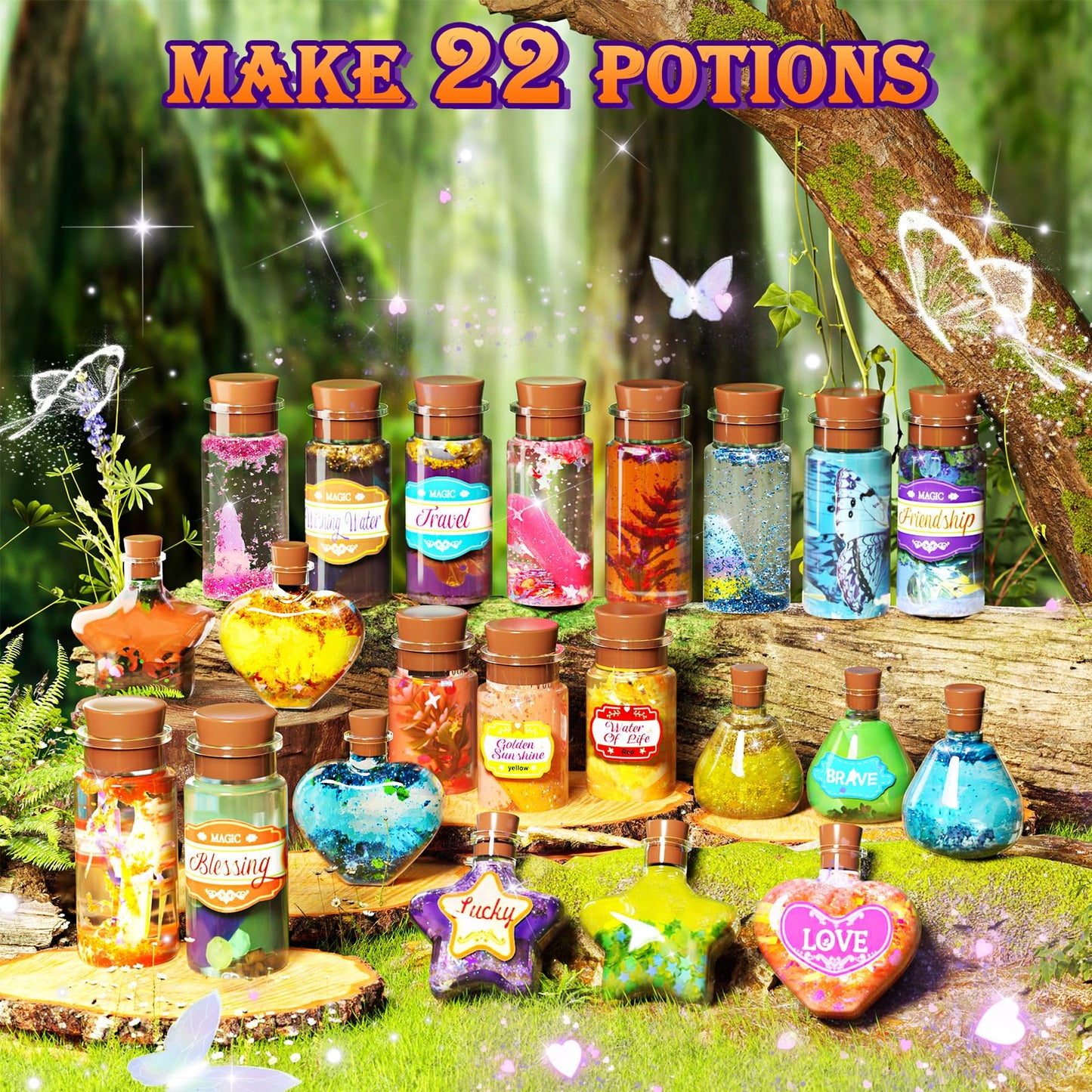 GORISPI Magic Potion Kit for Girls – 22 Potions Fairy Craft Kit for Kids 6–12+