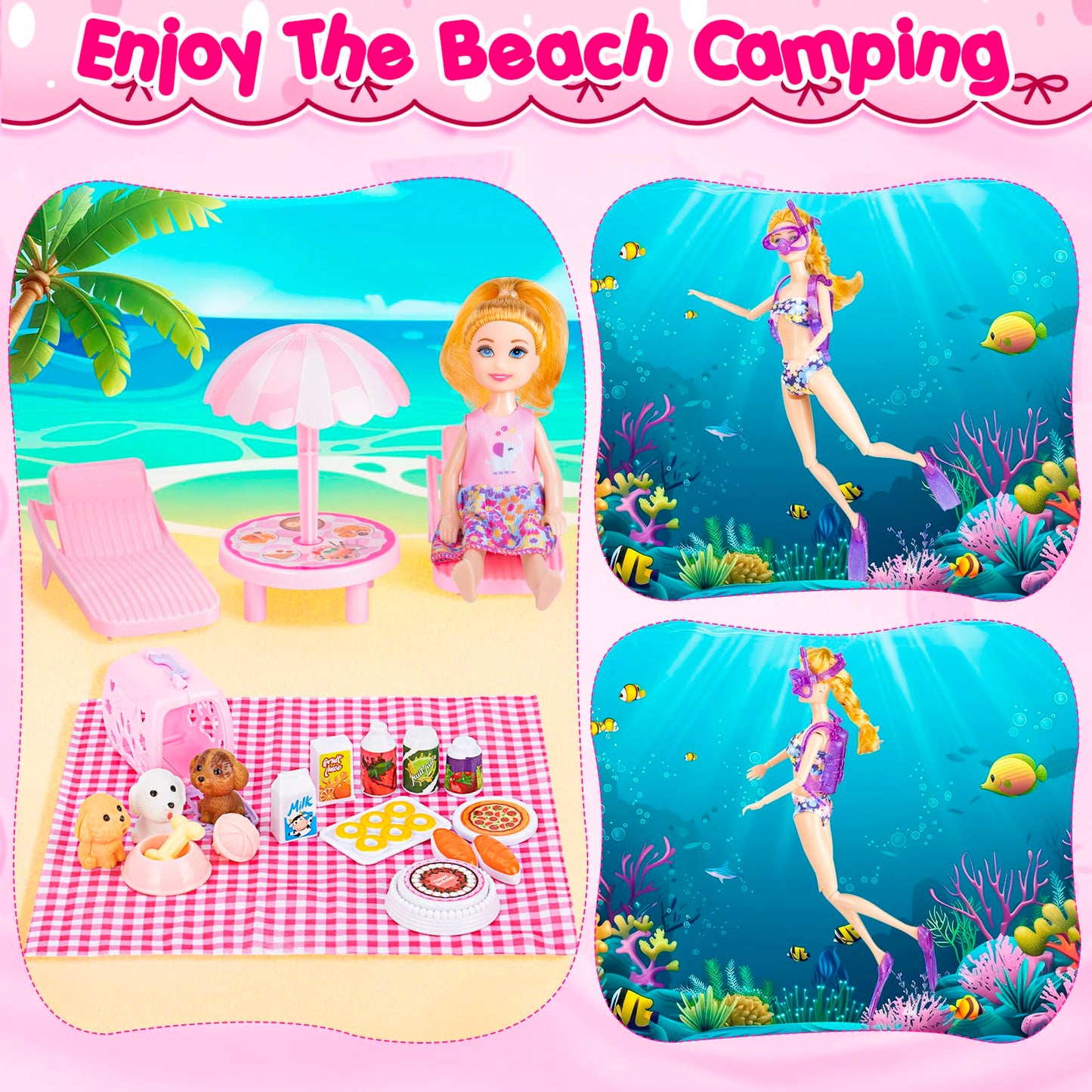 GORISPI Doll Dream Closet & Camping Playset – 160+ Pcs for 11.5-Inch Dolls