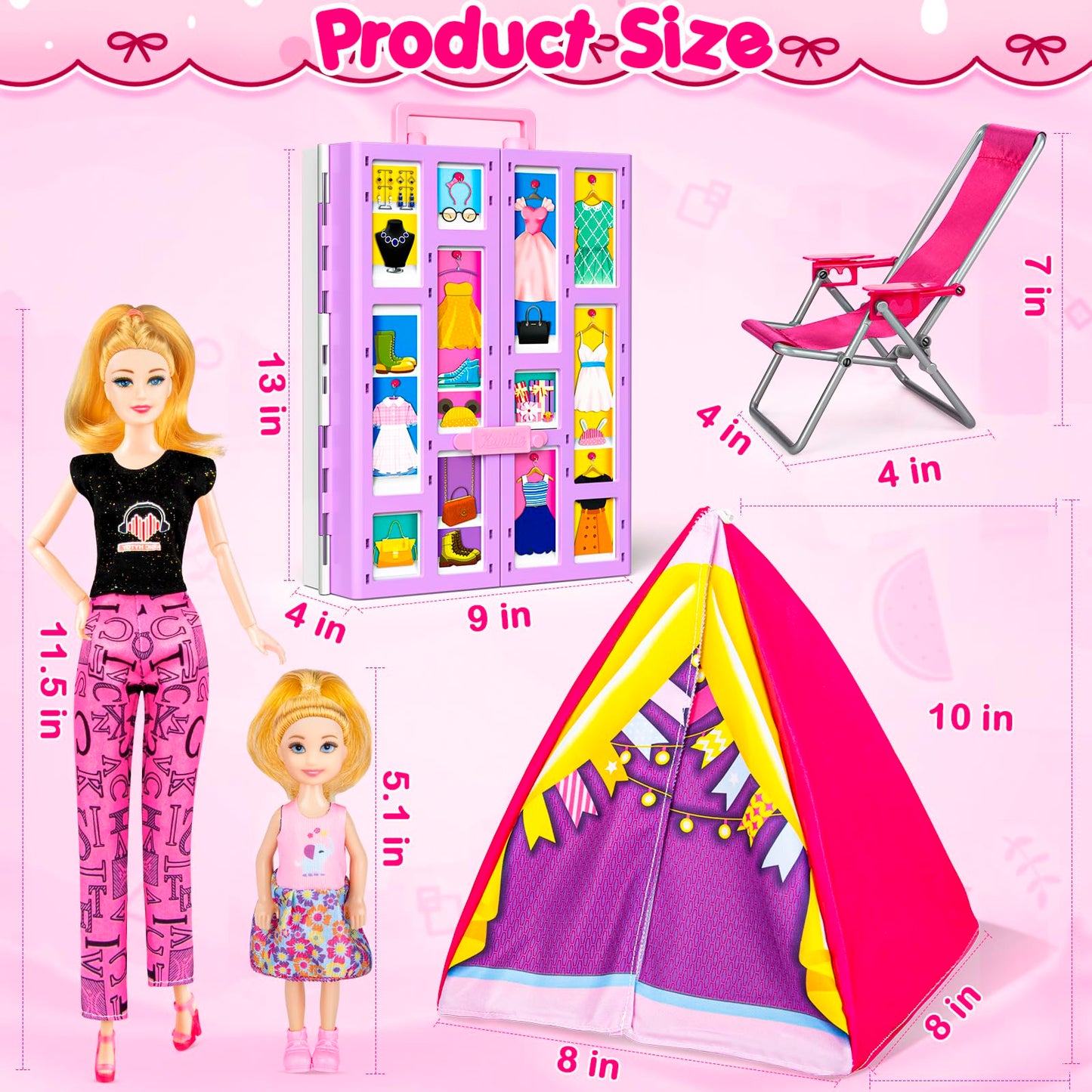 GORISPI Doll Dream Closet & Camping Playset – 160+ Pcs for 11.5-Inch Dolls
