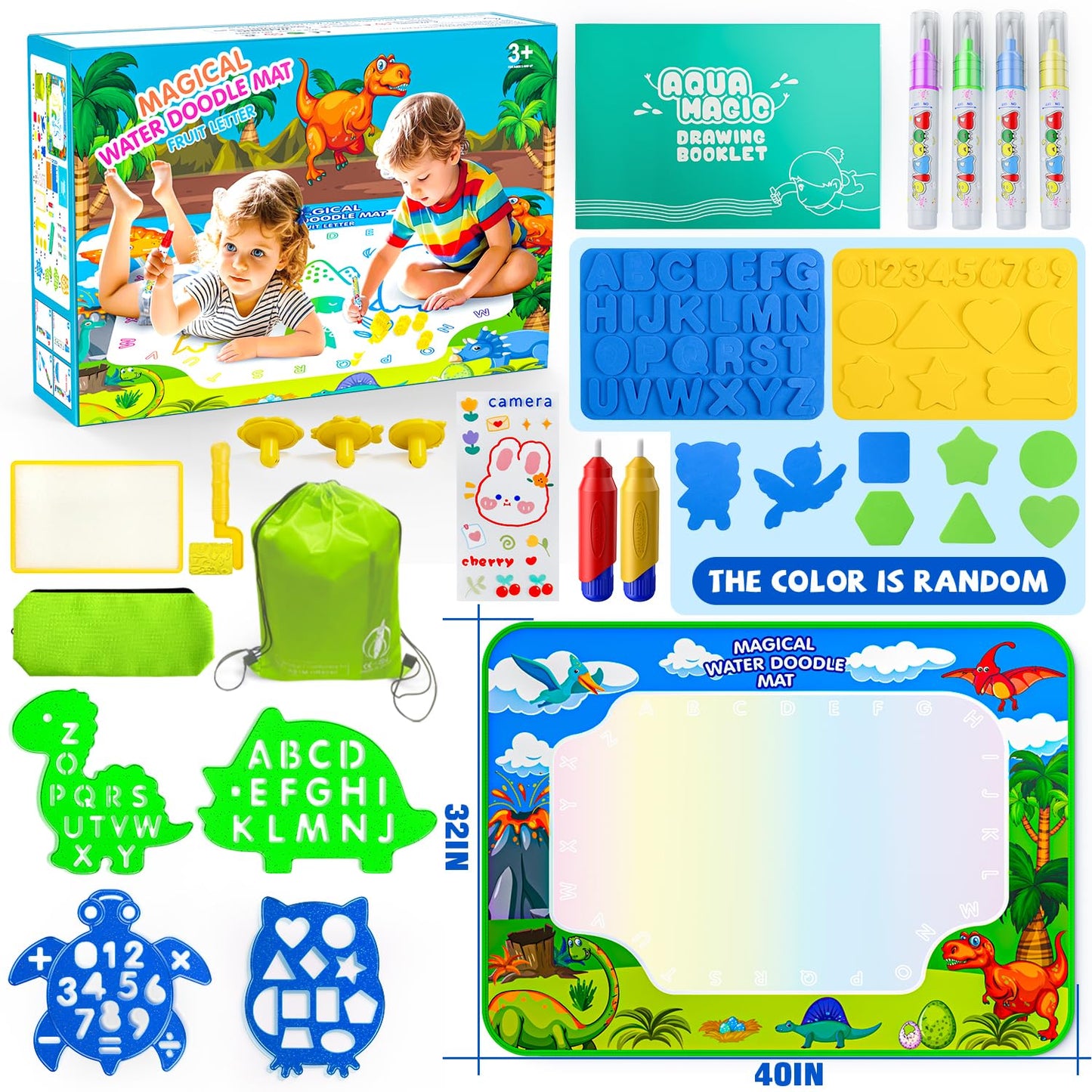 GORISPI Water Doodle Mat 40x32 — Mess-Free Neon Doodle Board for Kids 3-8
