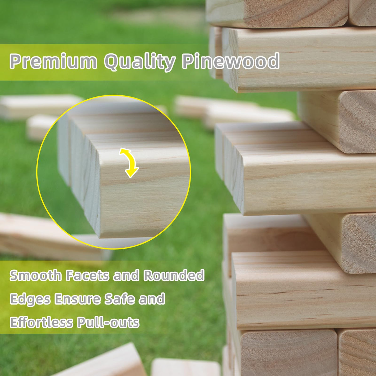 GOROCK Giant Tumble Tower Games: 60 Pcs Wood Blocks, 5ft High, Dice Scoreboard & Carry Bag