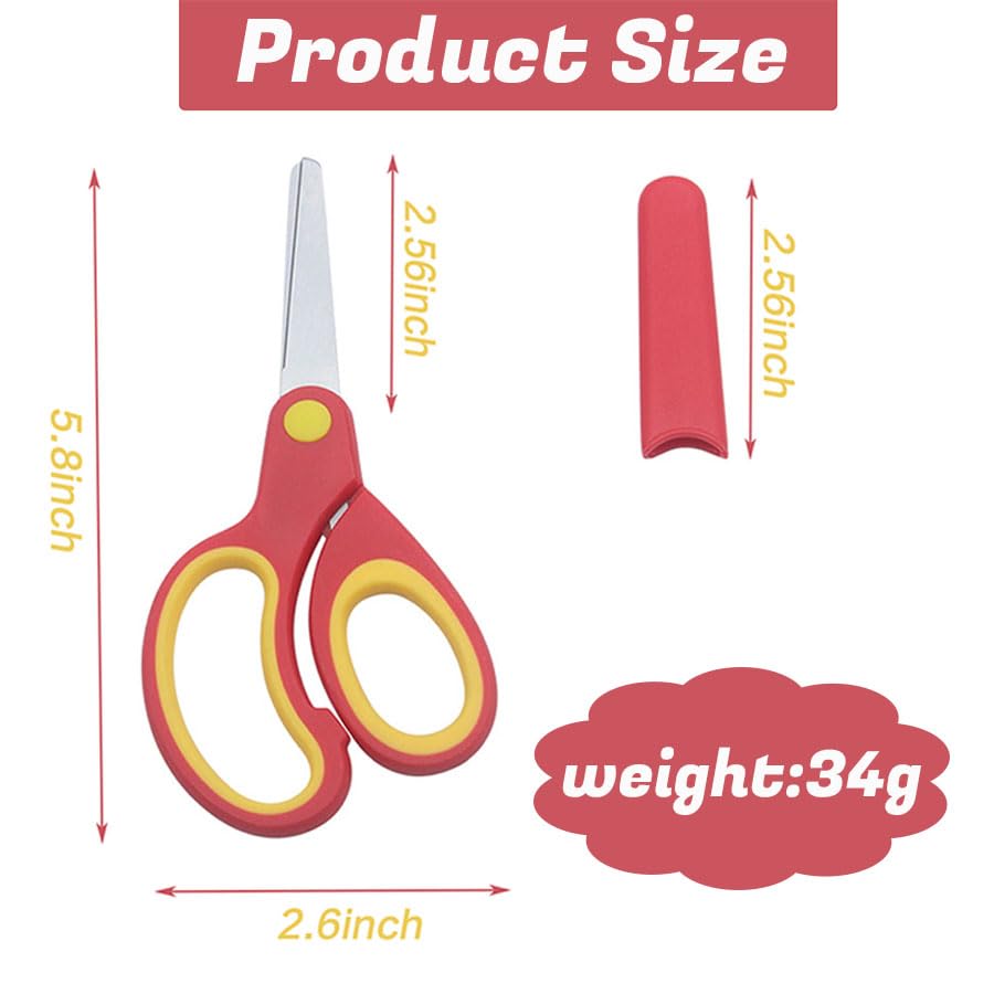 Gorofit Left Kids Scissors - Left-Handed Safety Scissors for Toddlers, 5.8 Inch