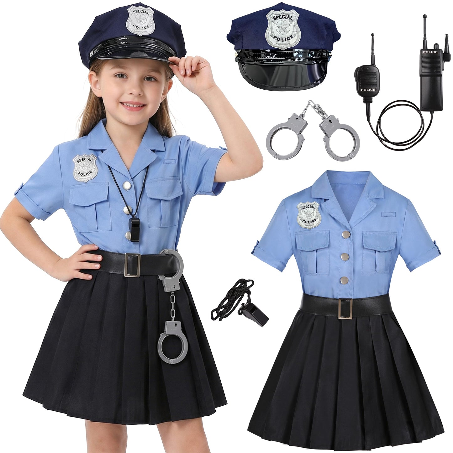 Gortykor Girls Police Officer Costume – Complete Cop Uniform for 7-8 Years
