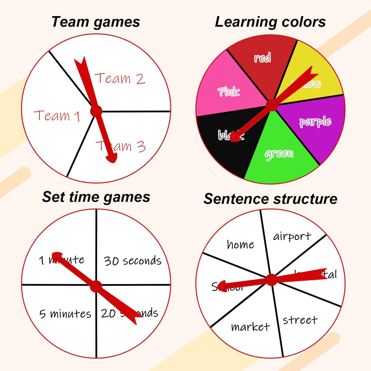 Gosknor Large Arrow Spinner with Suction Cup – Classroom Game Spinner (Red)
